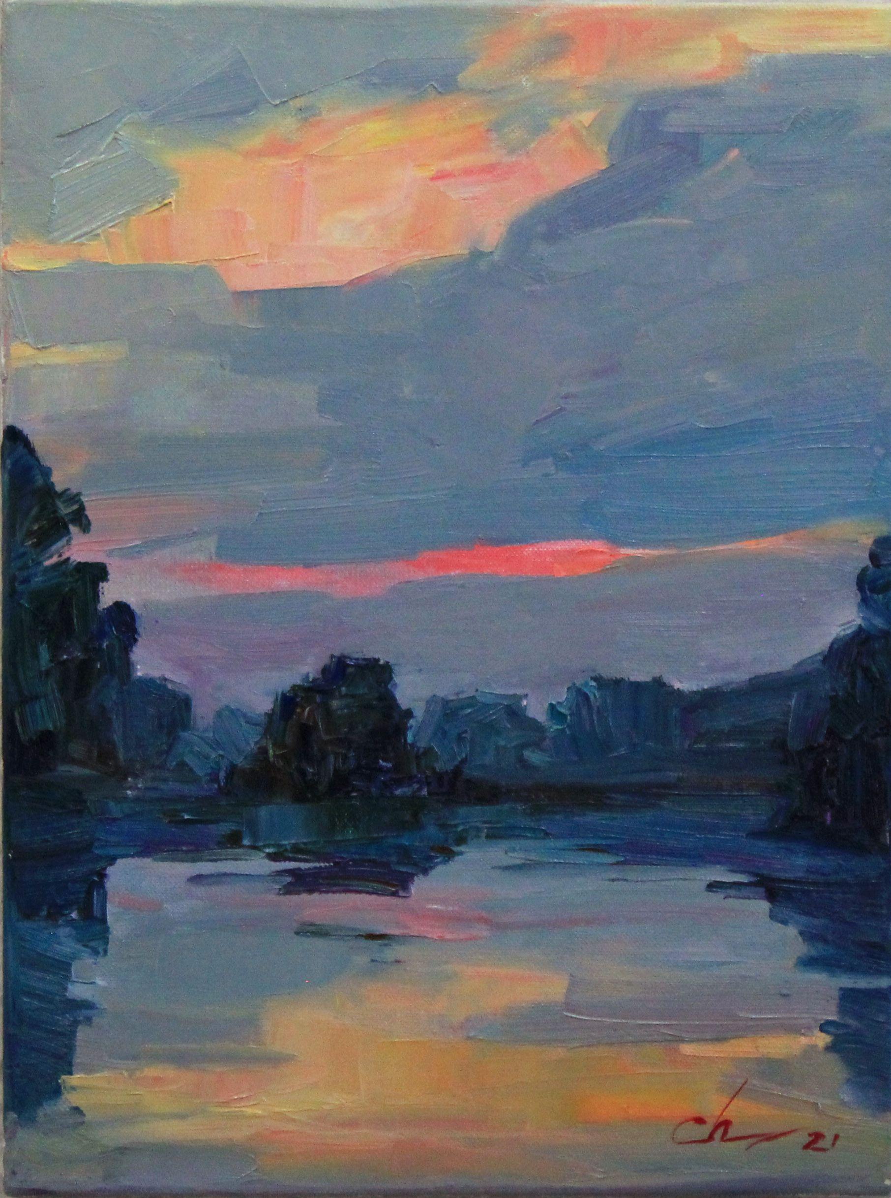 Last ray of sun, Painting, Oil on Canvas