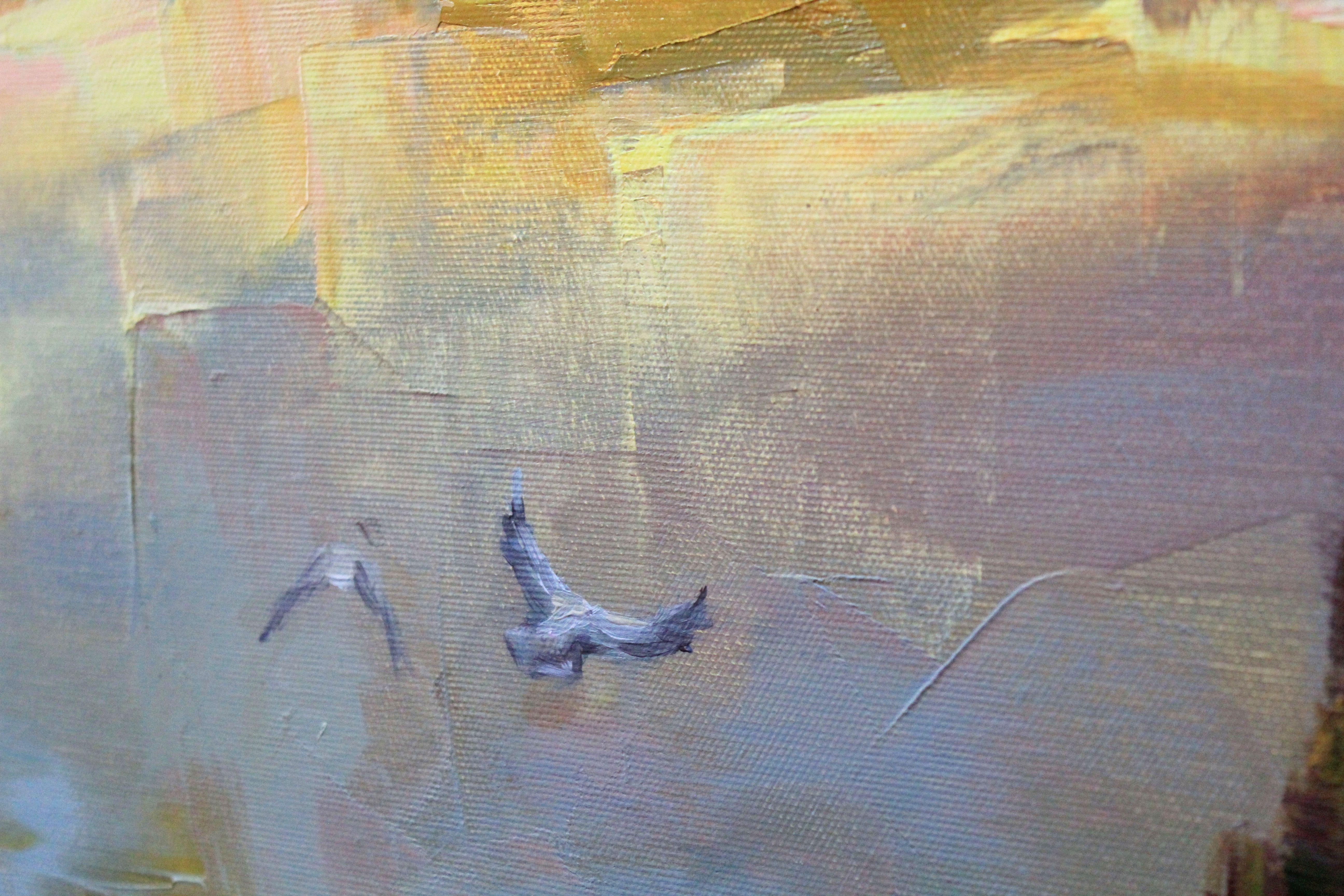 Last rays of the sun, Painting, Oil on Canvas For Sale 4