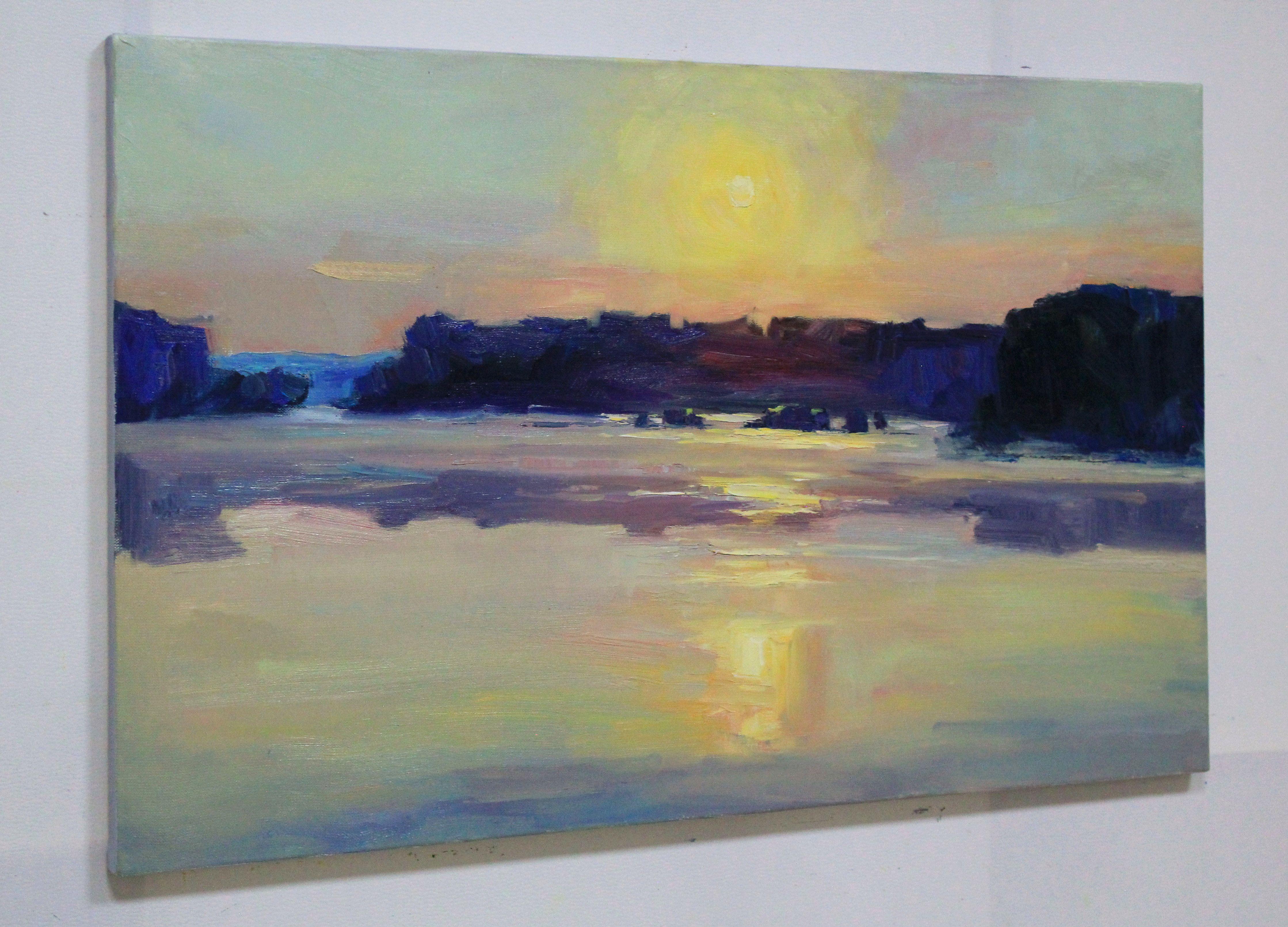 Mattina al lago, Pittura, Olio su tela - Painting Impressionismo di Sergei Chernyakovsky