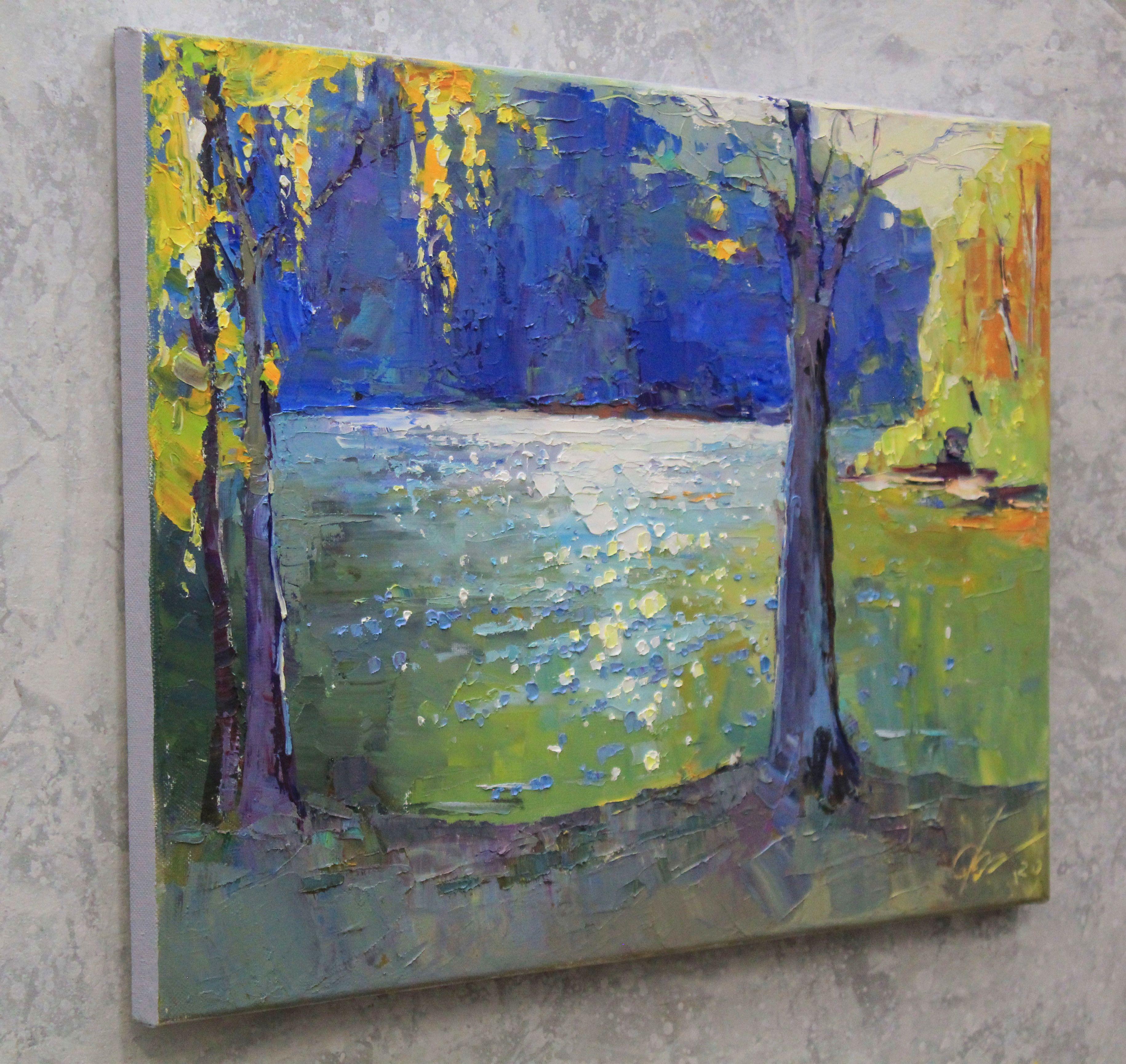 Morning by the river, Gemälde, Öl auf Leinwand (Impressionismus), Painting, von Sergei Chernyakovsky