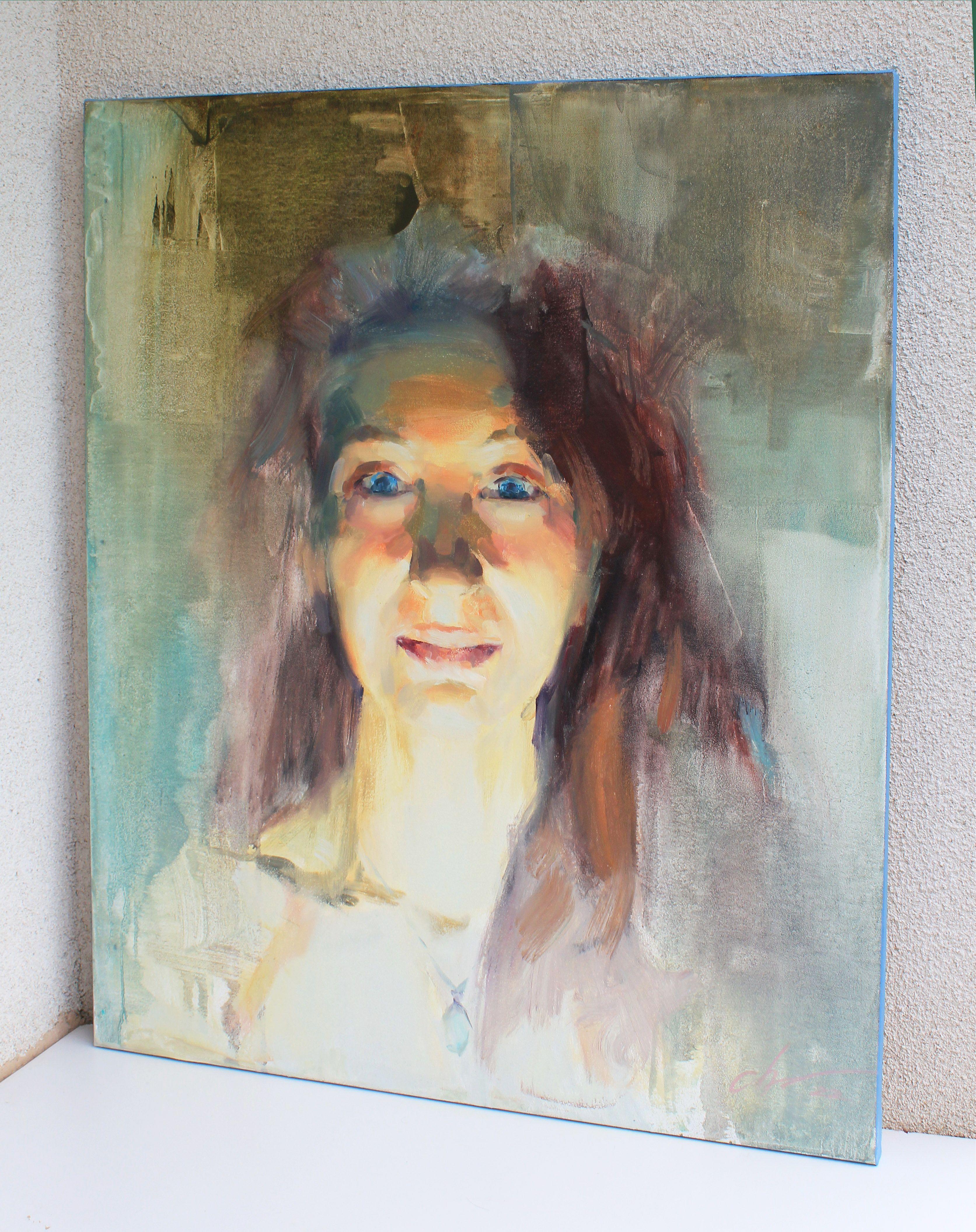 Morning Tenderness, Painting, Oil on Canvas For Sale 2