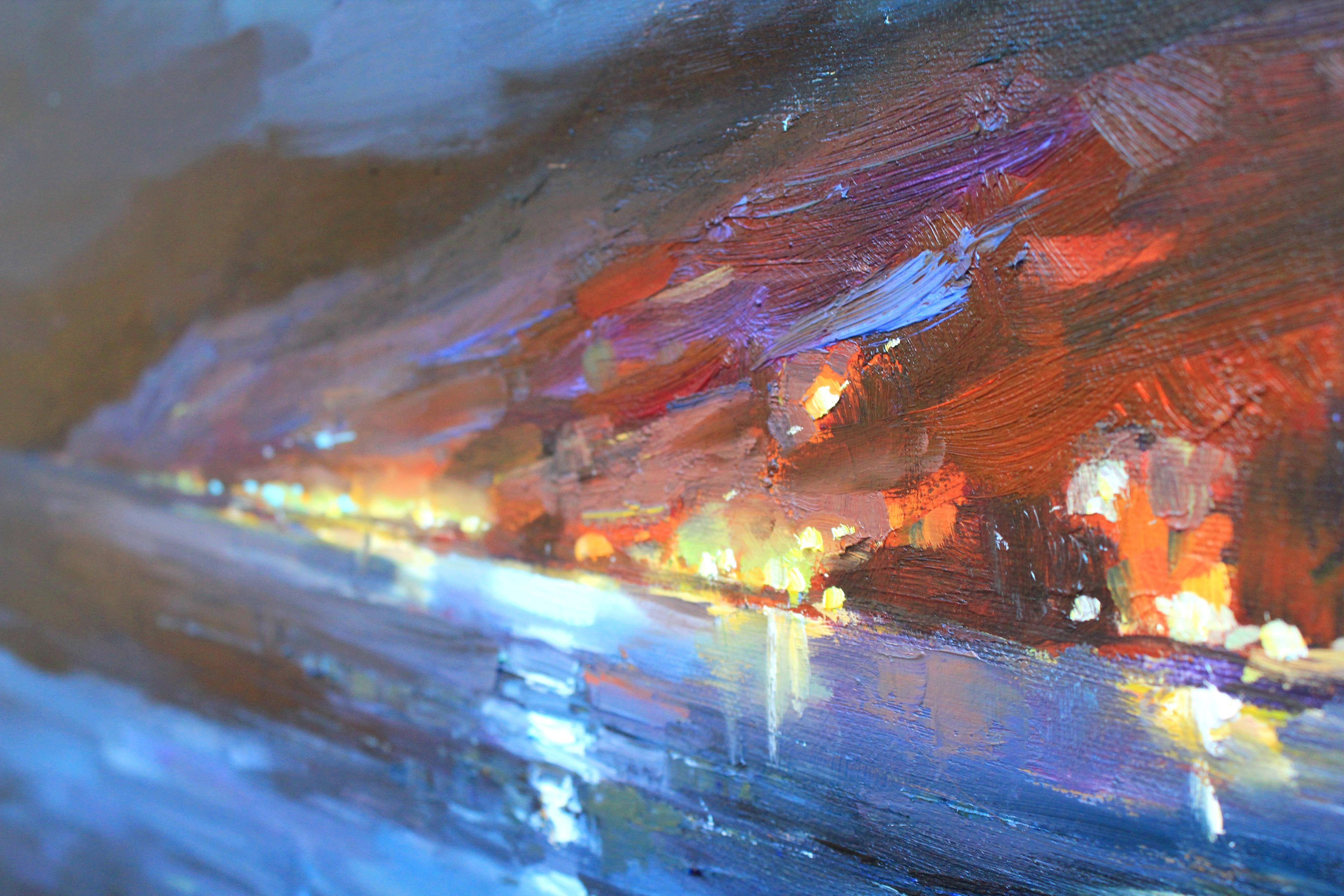 Night coast, Painting, Oil on Canvas For Sale 2