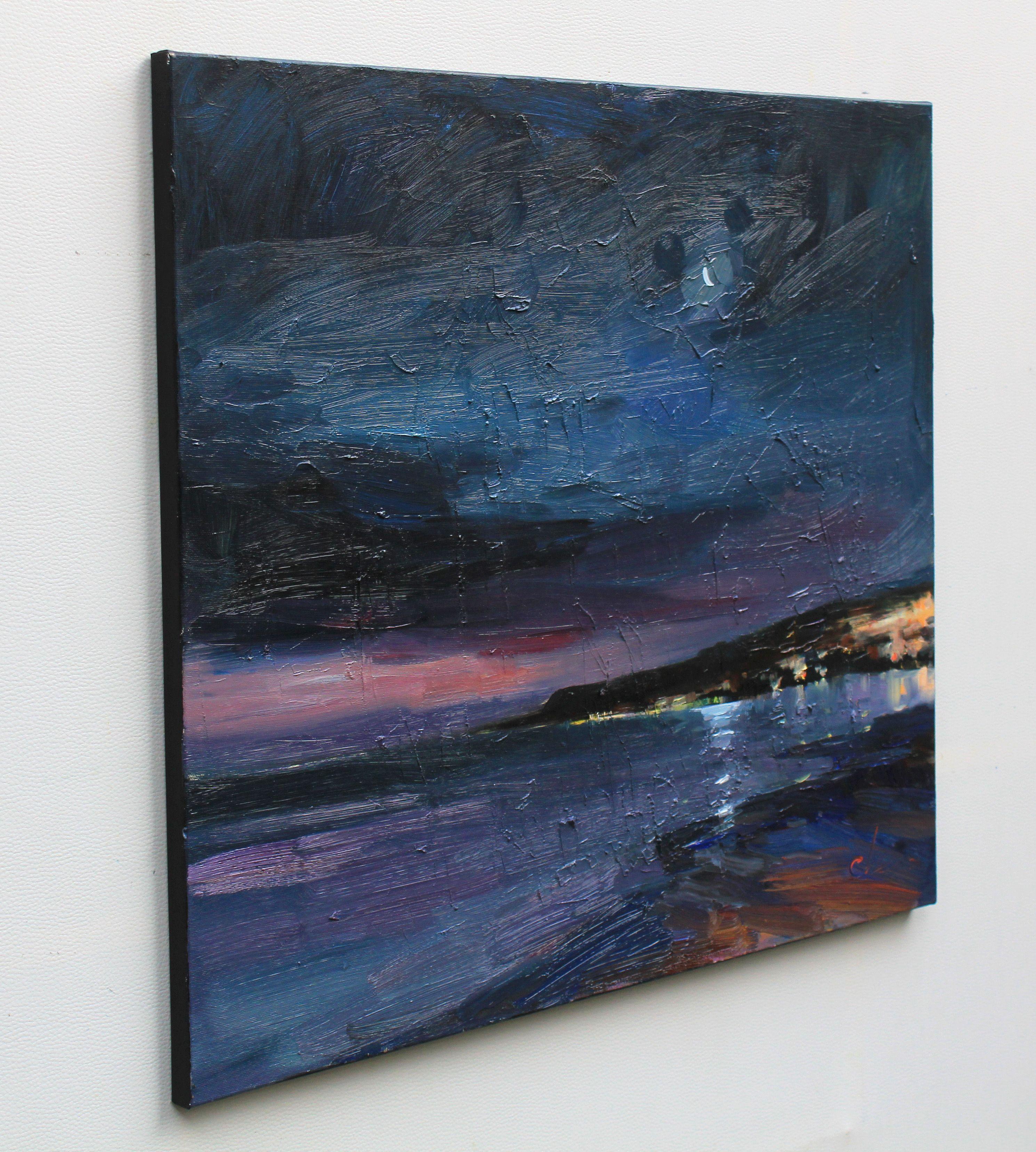 Nacht in der Bucht, Gemälde, Öl auf Leinwand (Impressionismus), Painting, von Sergei Chernyakovsky