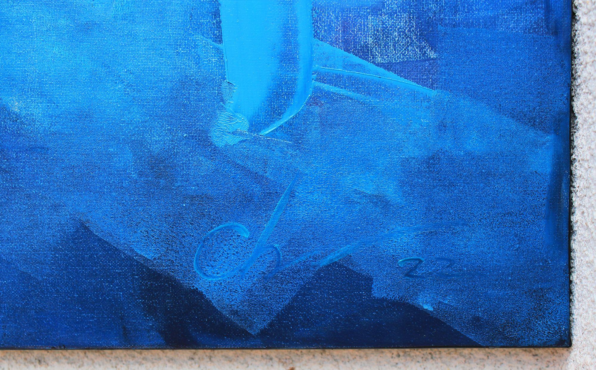 Vento del Nord, Pittura, Olio su tela - Abstract Painting Blu di Sergei Chernyakovsky