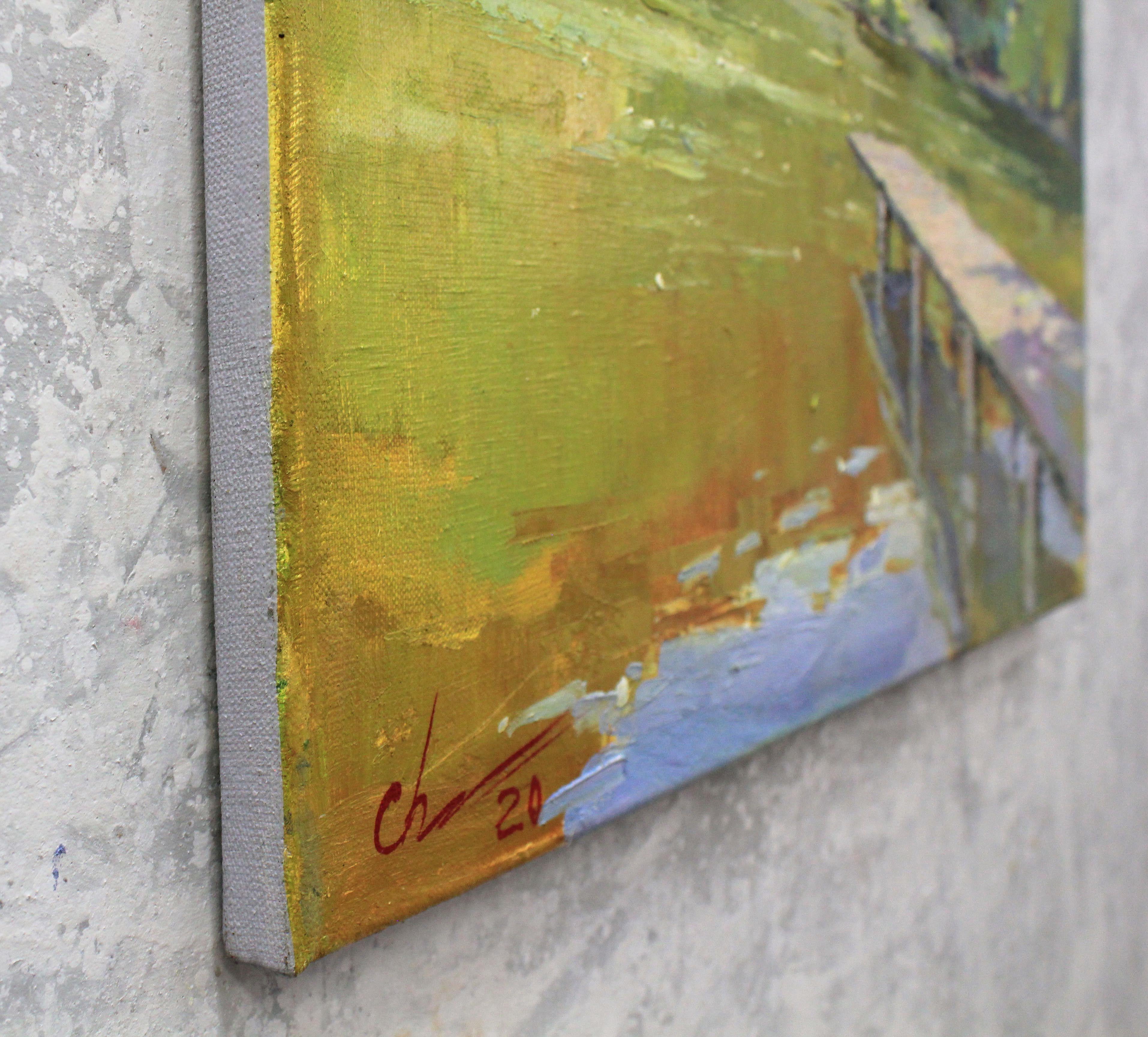 On the lake, Painting, Oil on Canvas For Sale 4