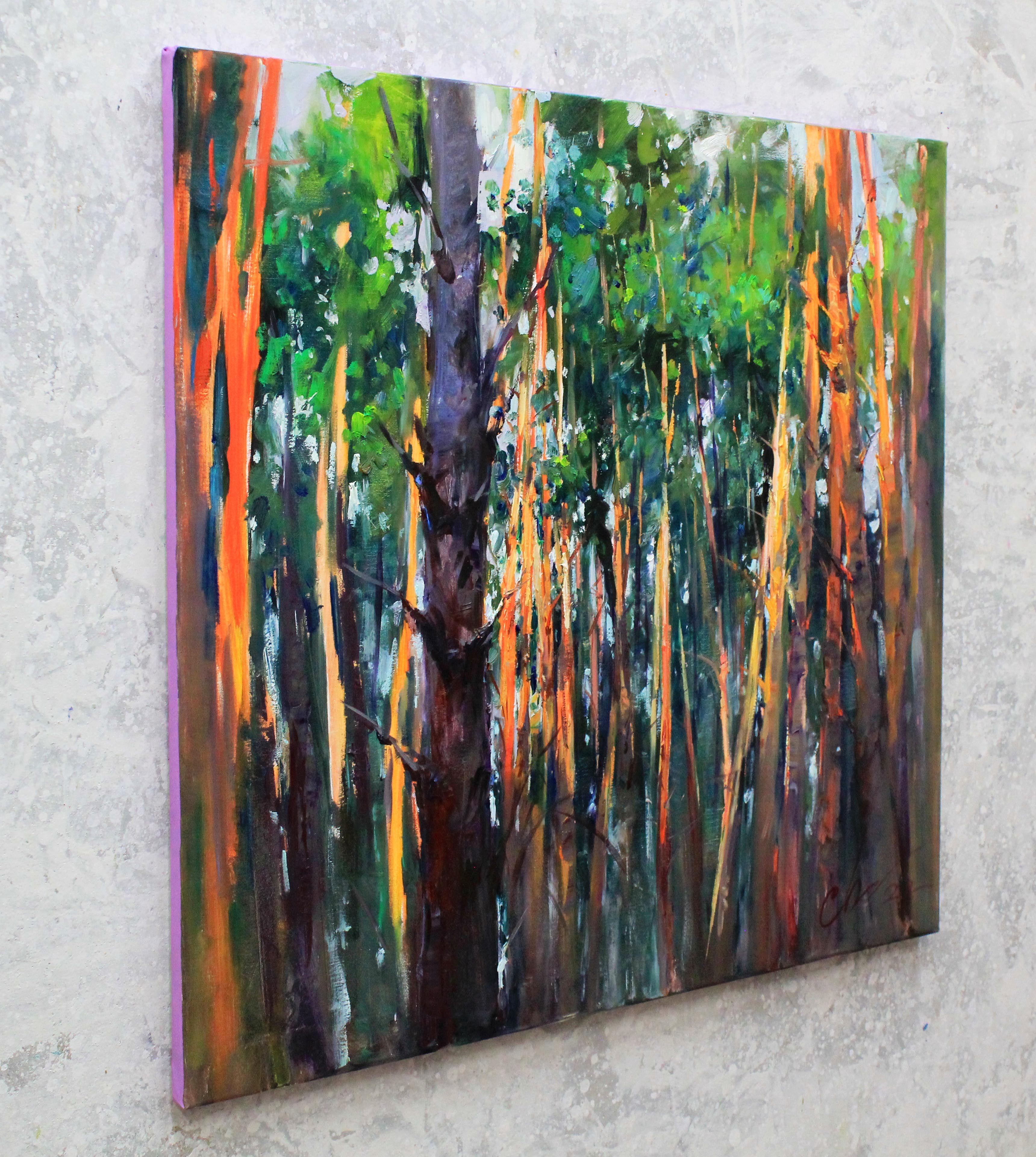 Pine Forest, Painting, Oil on Canvas For Sale 1
