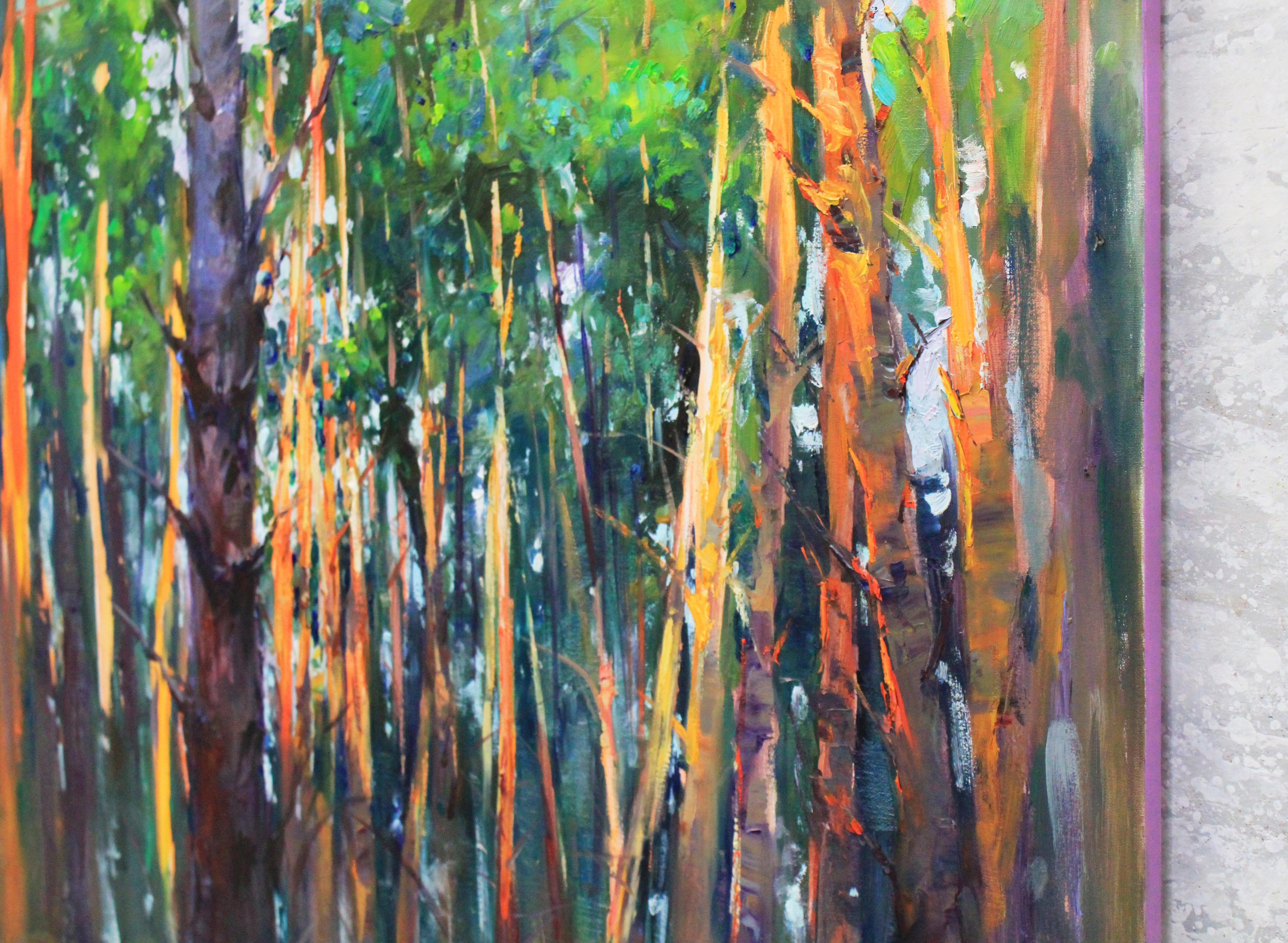 Pine Forest, Painting, Oil on Canvas For Sale 2
