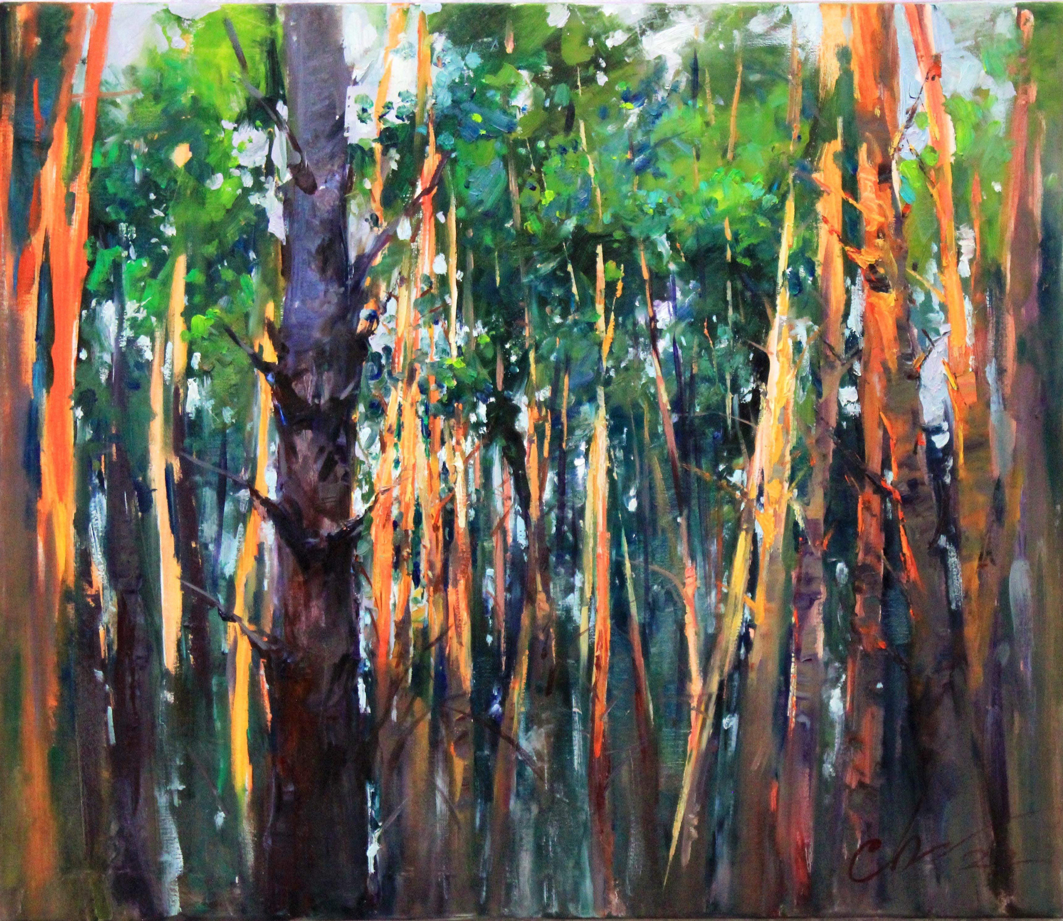 The beauty of the forest inspired the artist to create the painting œPine Forest