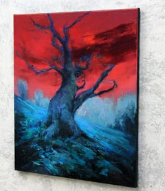 Red moon time, Painting, Oil on Canvas