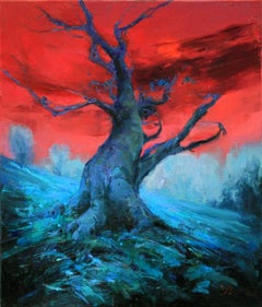 Red moon time, Painting, Oil on Canvas