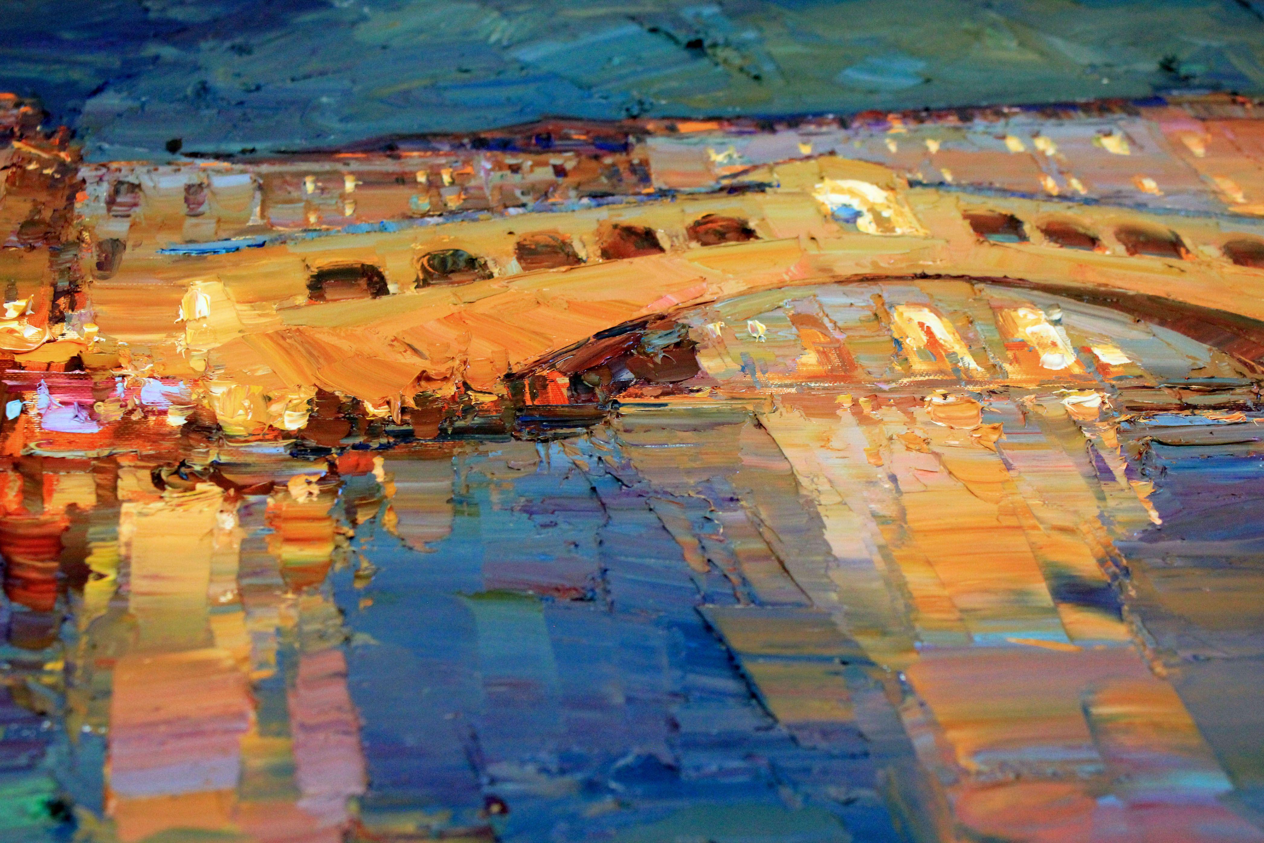 Questo quadro ti arriverà teso su una barella di legno e completamente pronto per essere collocato all'interno.        SULL'OPERA D'ARTE    Scopri il fascino senza tempo di Venezia, in Italia, con questo quadro paesaggistico originale a impasto che