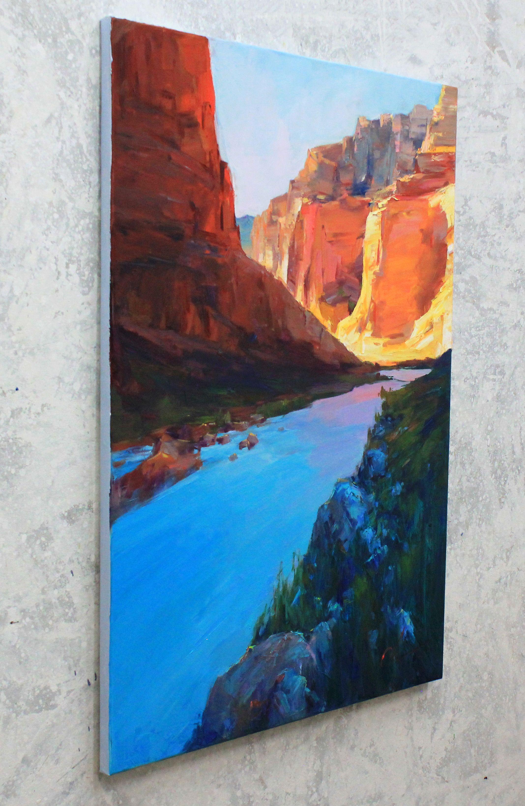 River in the canyon, Painting, Oil on Canvas For Sale 1