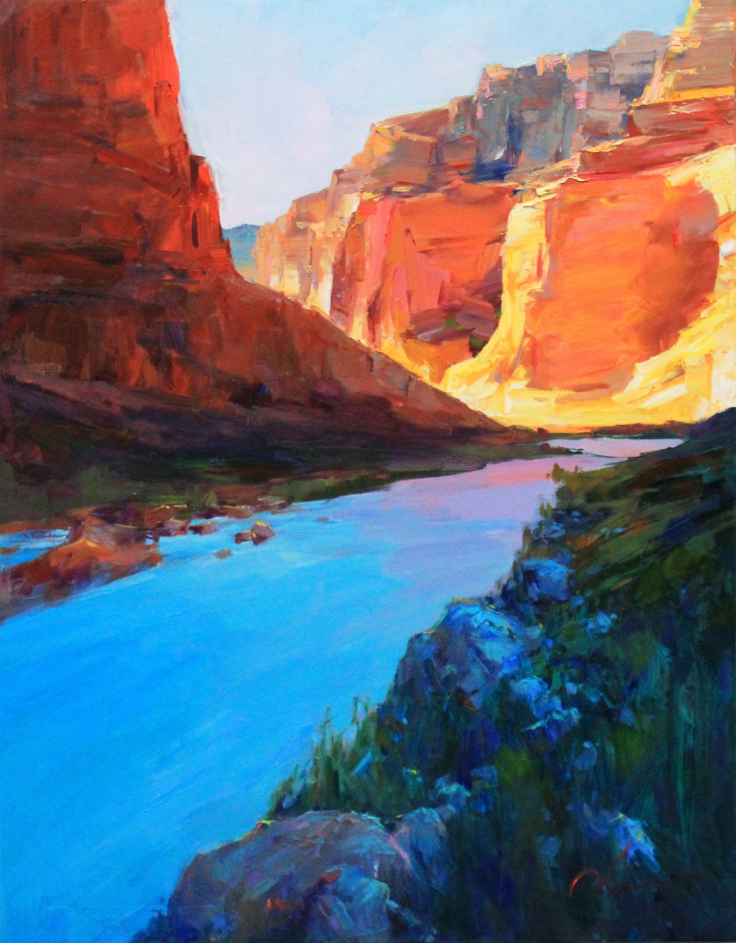 Arizona grand canyon is a breathtaking natural wonder, characterized by towering rocky mountain, vibrant colors, and stunning vistas. The artist has captured the essence of this canyon with an original oil painting that highlights its unique