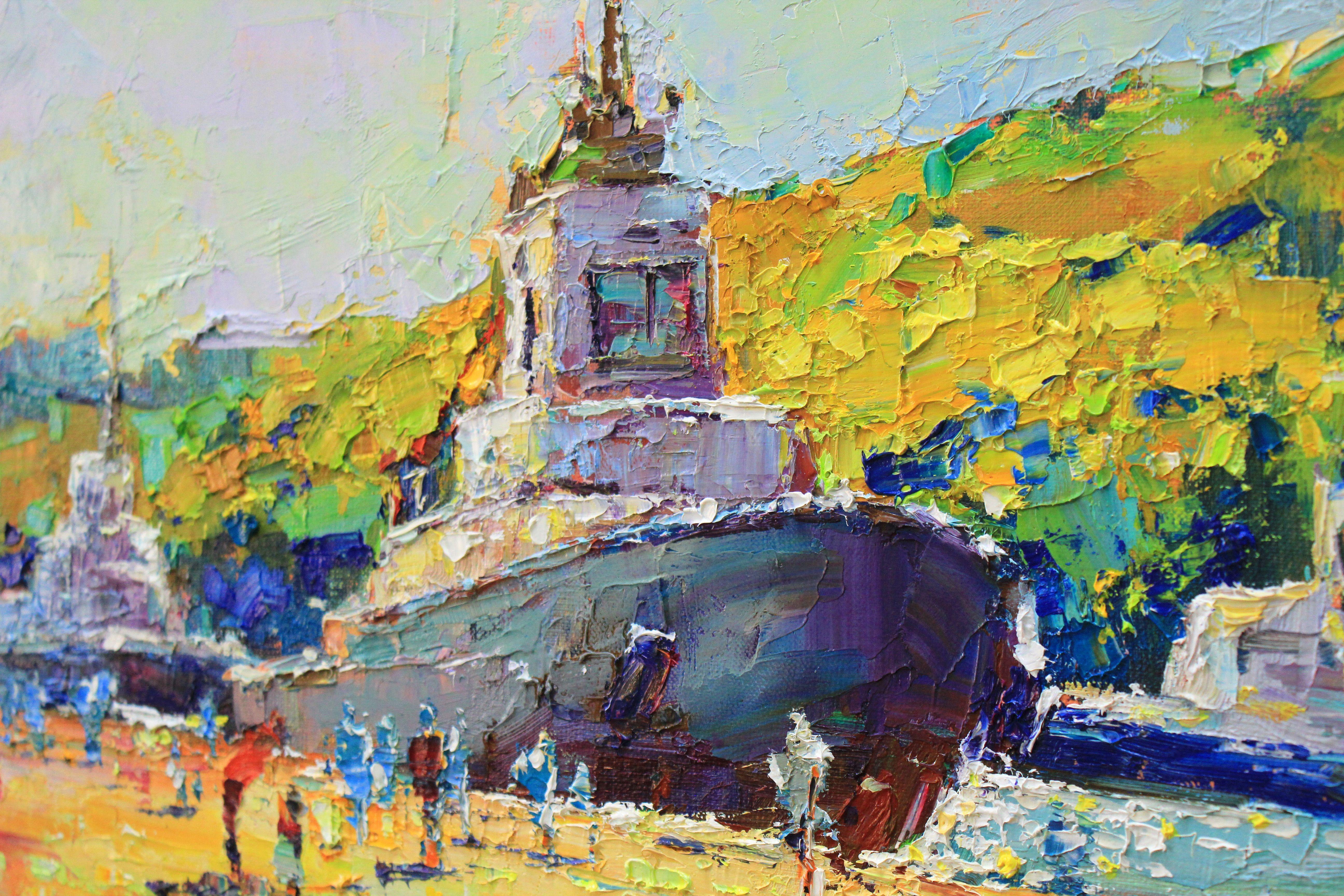 Sea pier, Painting, Oil on Canvas For Sale 2