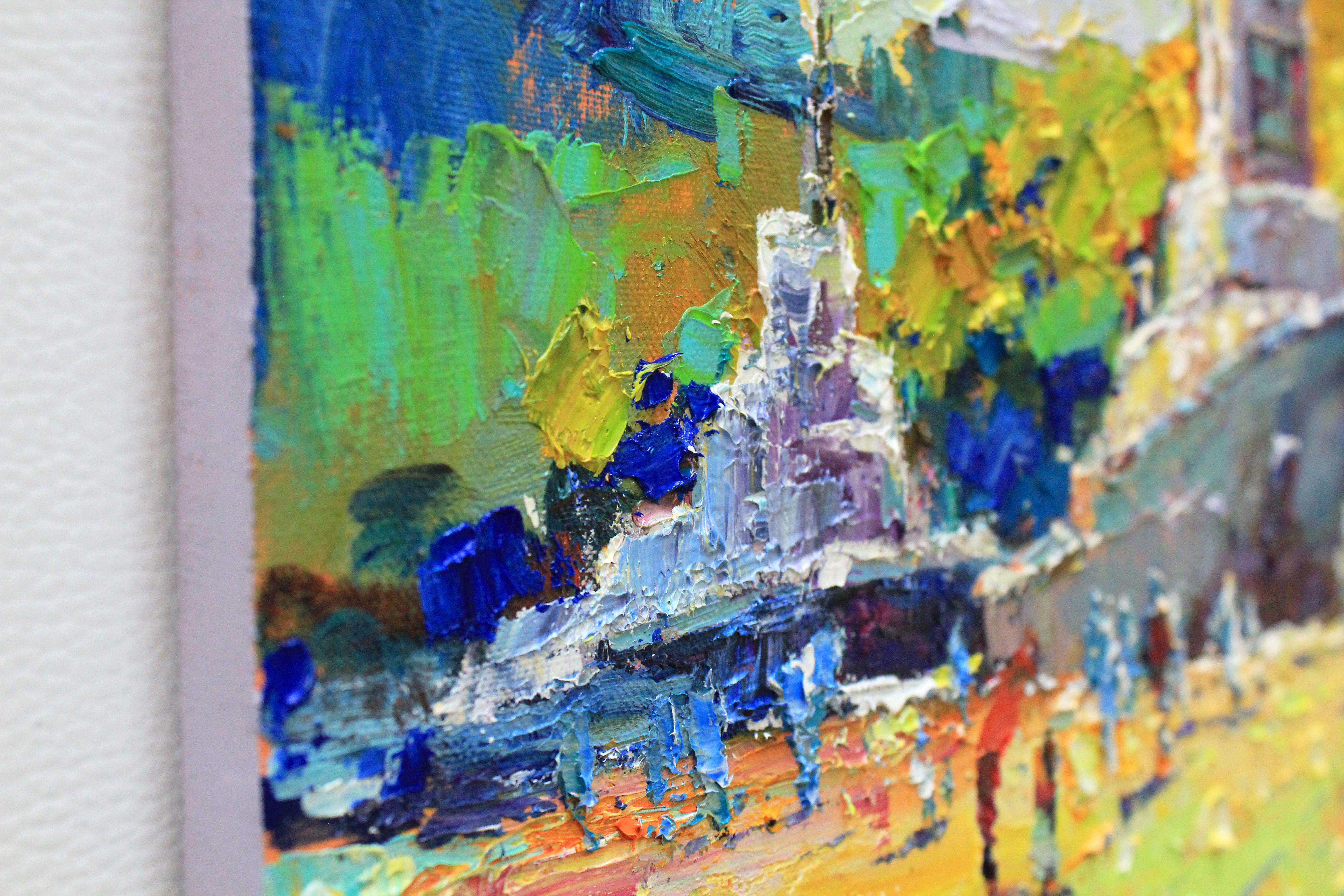 Sea pier, Painting, Oil on Canvas For Sale 3