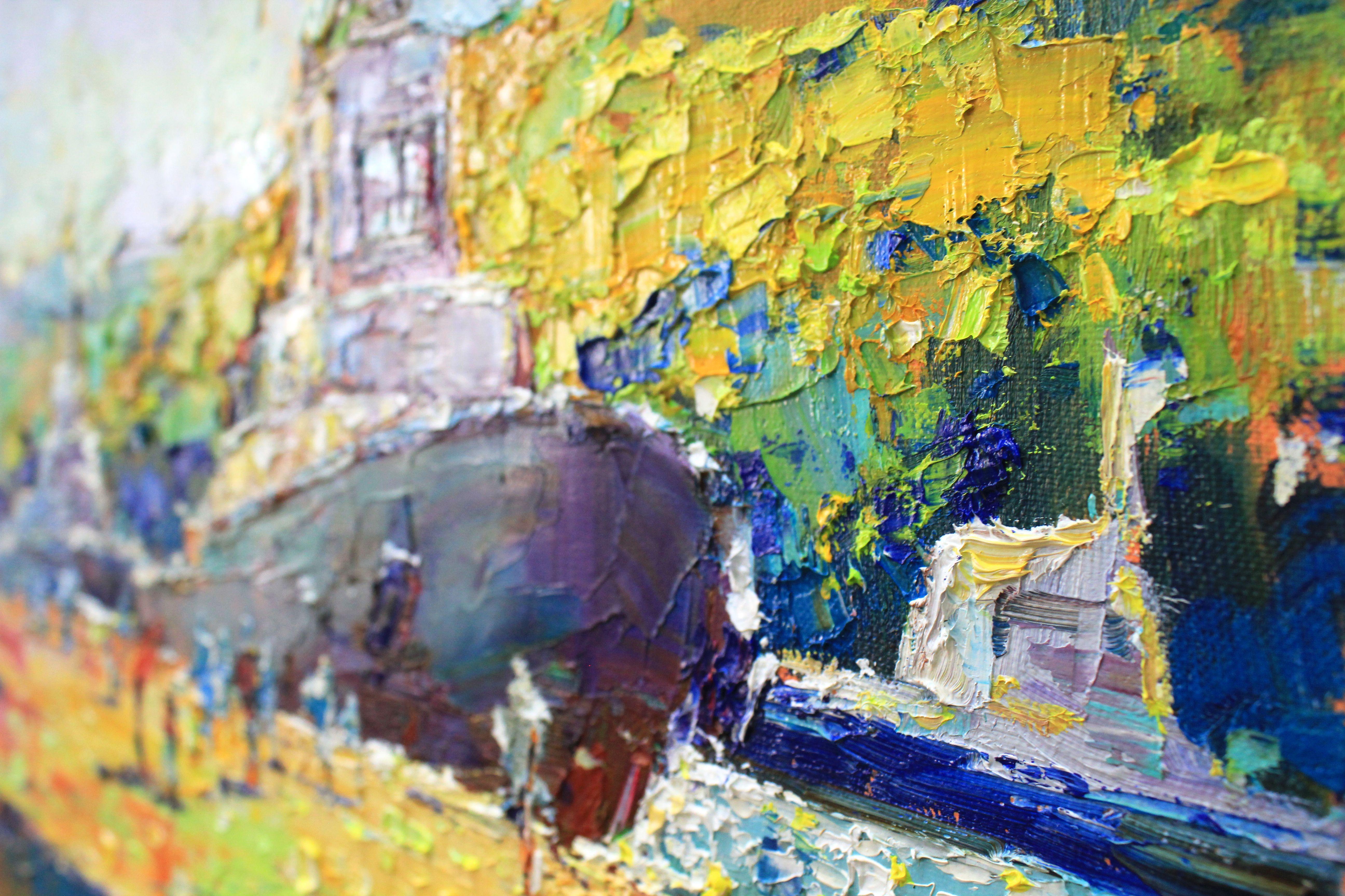 Sea pier, Painting, Oil on Canvas For Sale 4