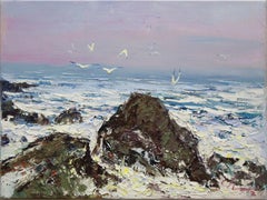 Mer agitée, peinture, huile sur toile