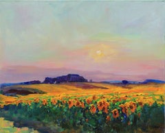 Sunflower field, Painting, Oil on Canvas