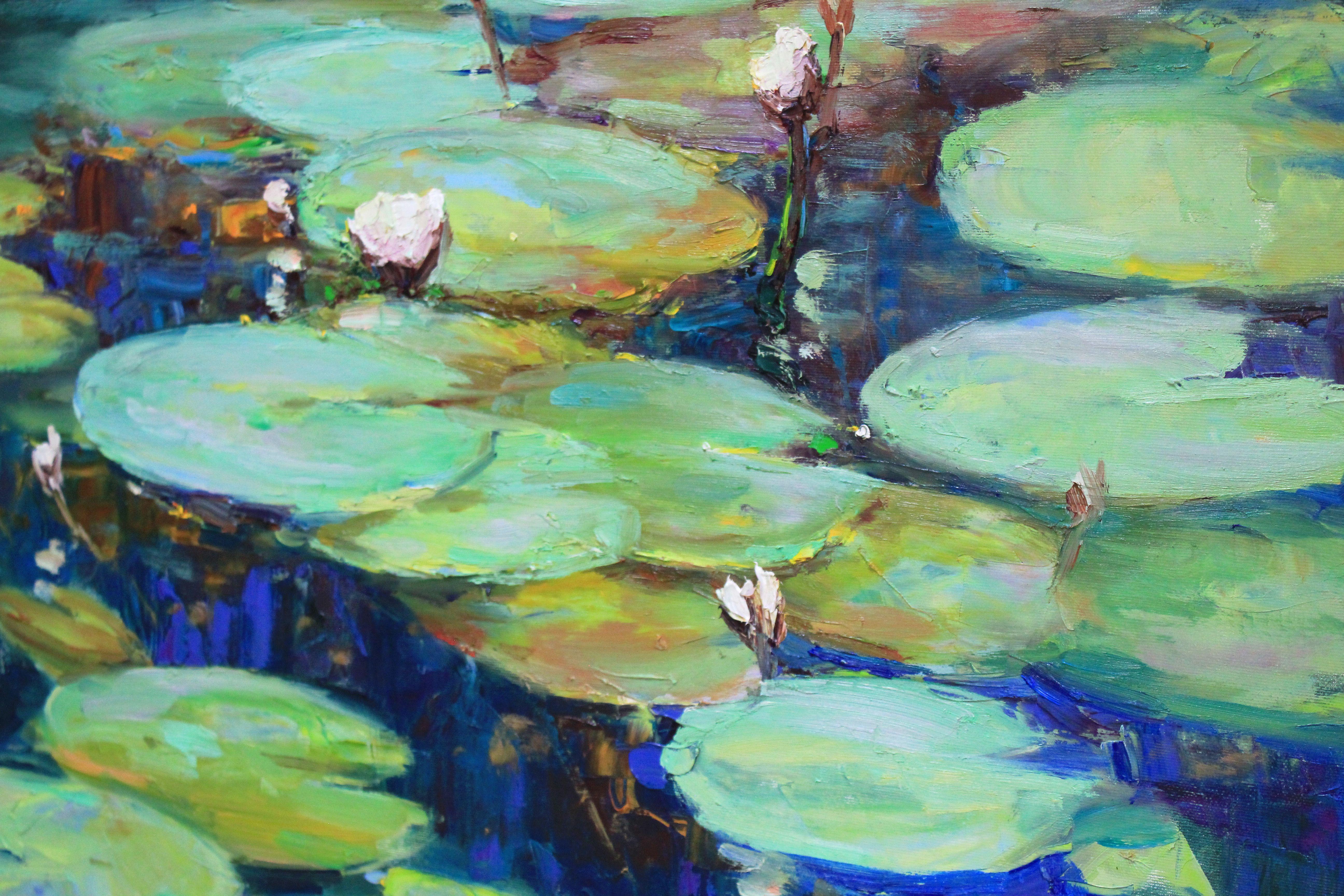 Wasserlilien #2, Gemälde, Öl auf Leinwand im Angebot 1