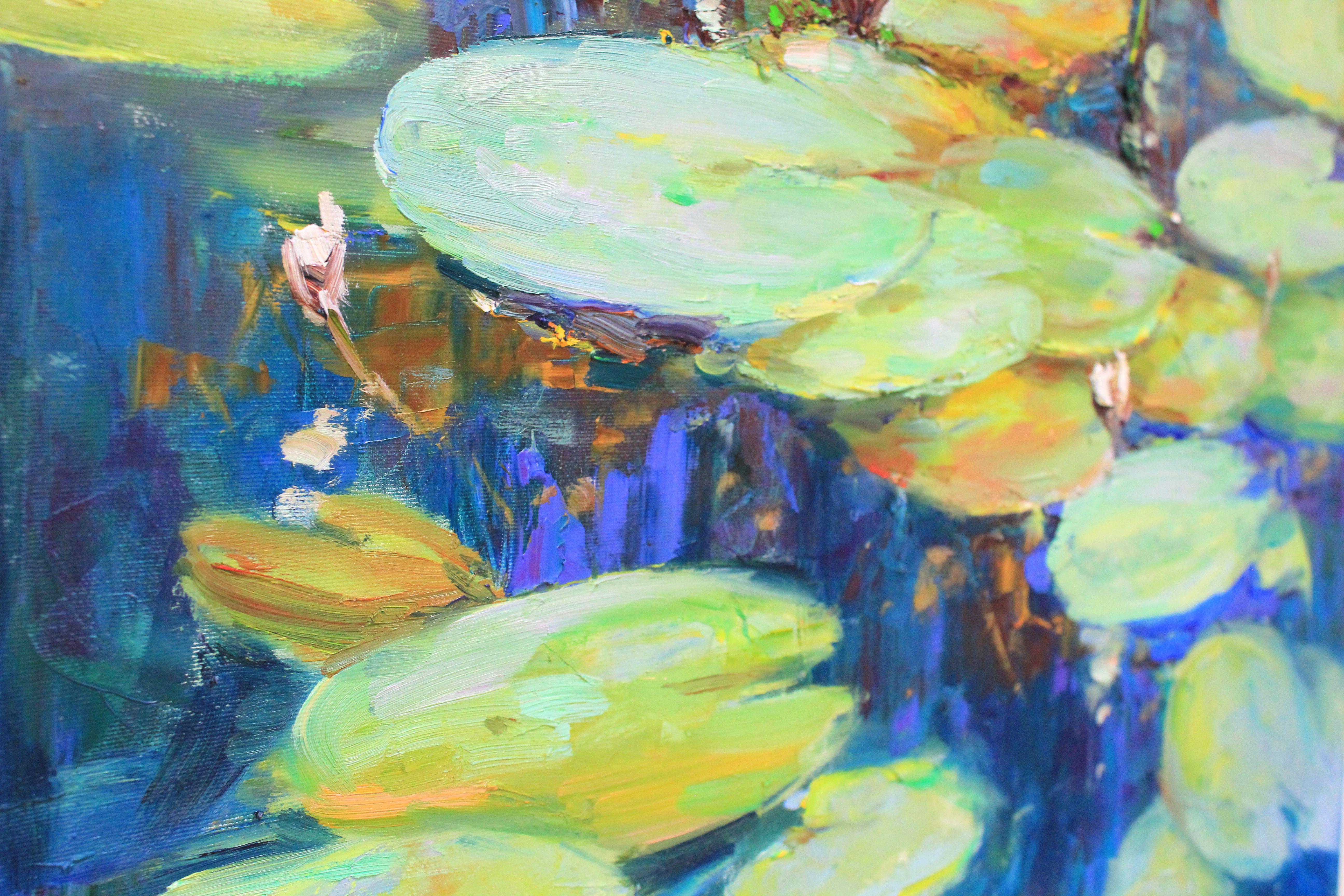 Wasserlilien #2, Gemälde, Öl auf Leinwand im Angebot 2