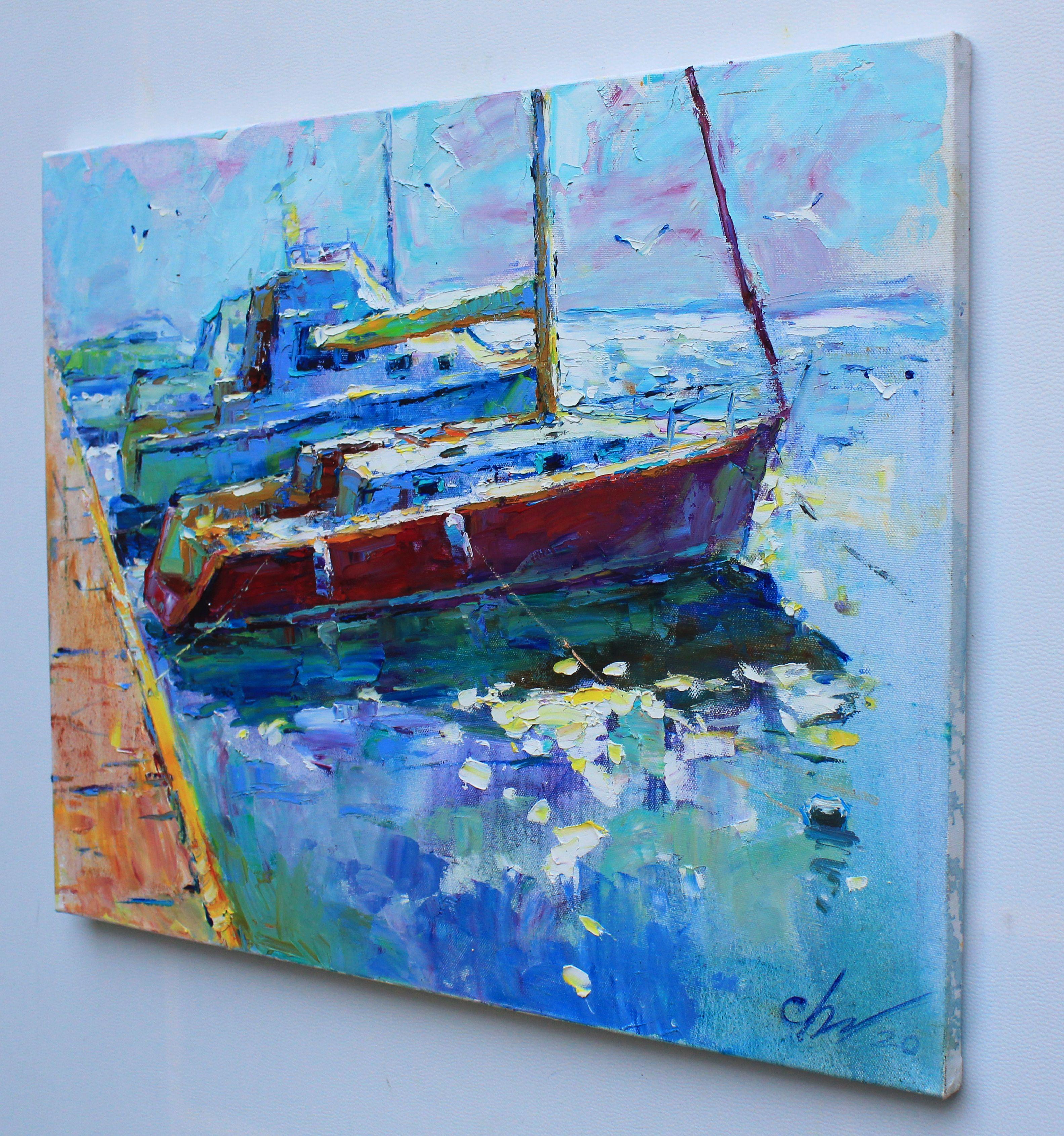 Yachts, Gemälde, Öl auf Leinwand (Impressionismus), Painting, von Sergei Chernyakovsky