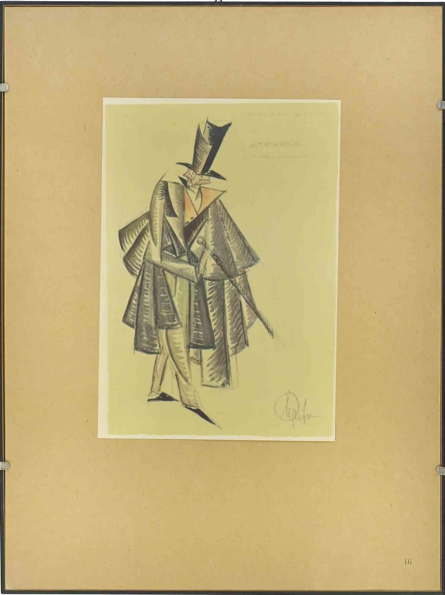 Boceto para un Traje teatral según Sergei Eisenstein - Mediados del siglo XX