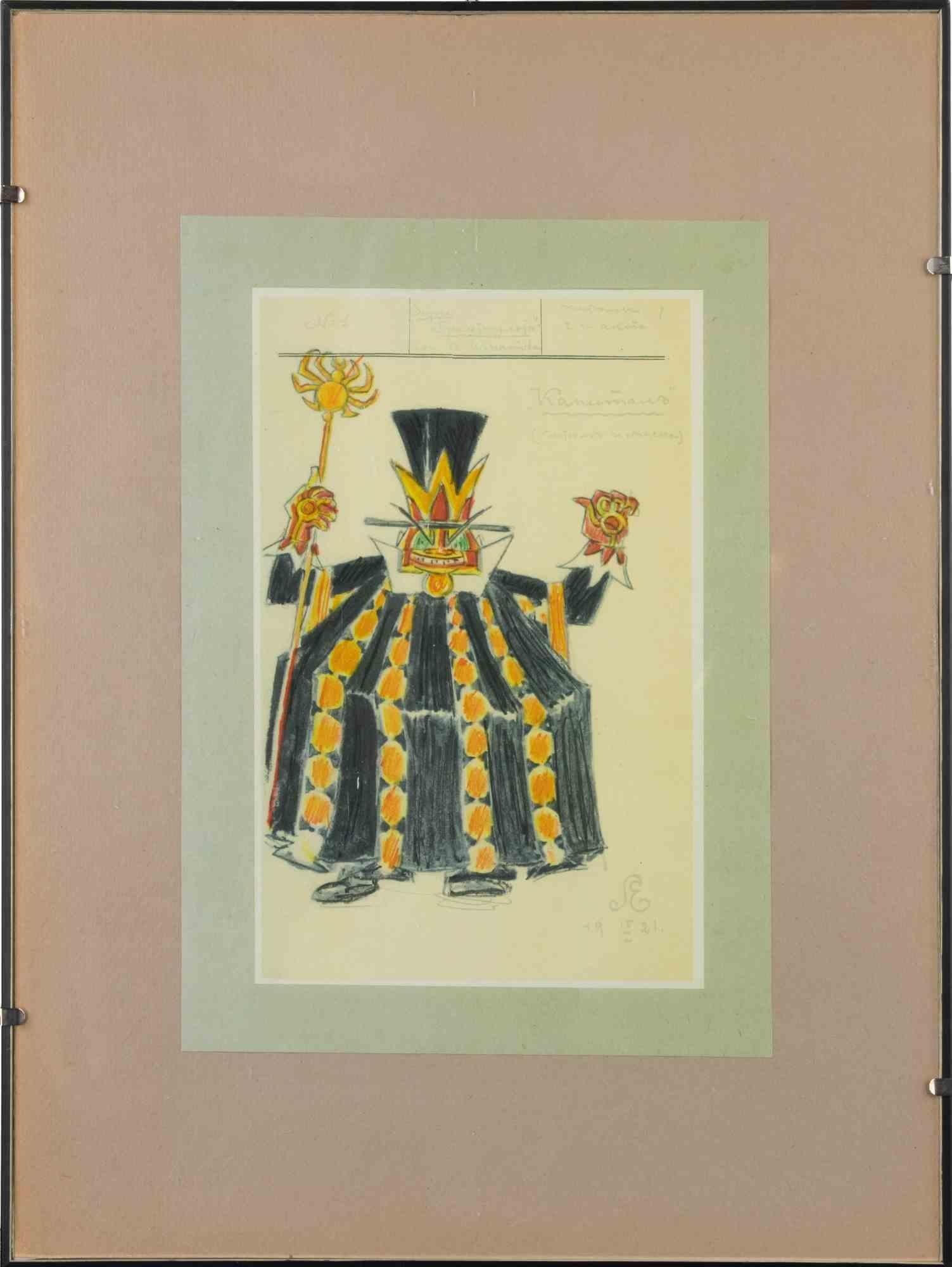 Schizzo per un costume teatrale - Fototipo di Sergei Eisenstein - 1921 in vendita 1