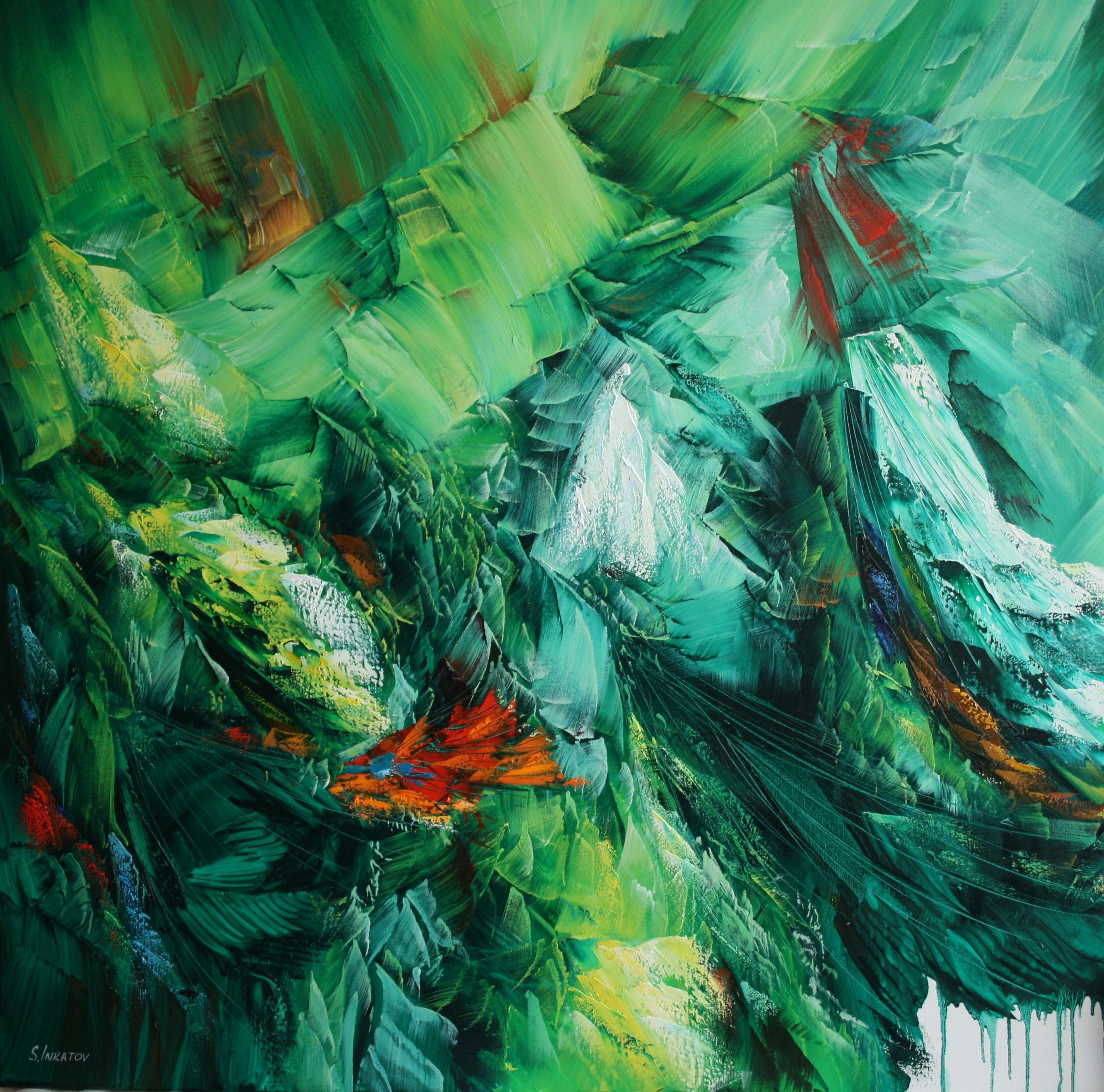 Abstract Painting di Sergei  Inkatov - Giochi del Sole, Pittura, Olio su tela