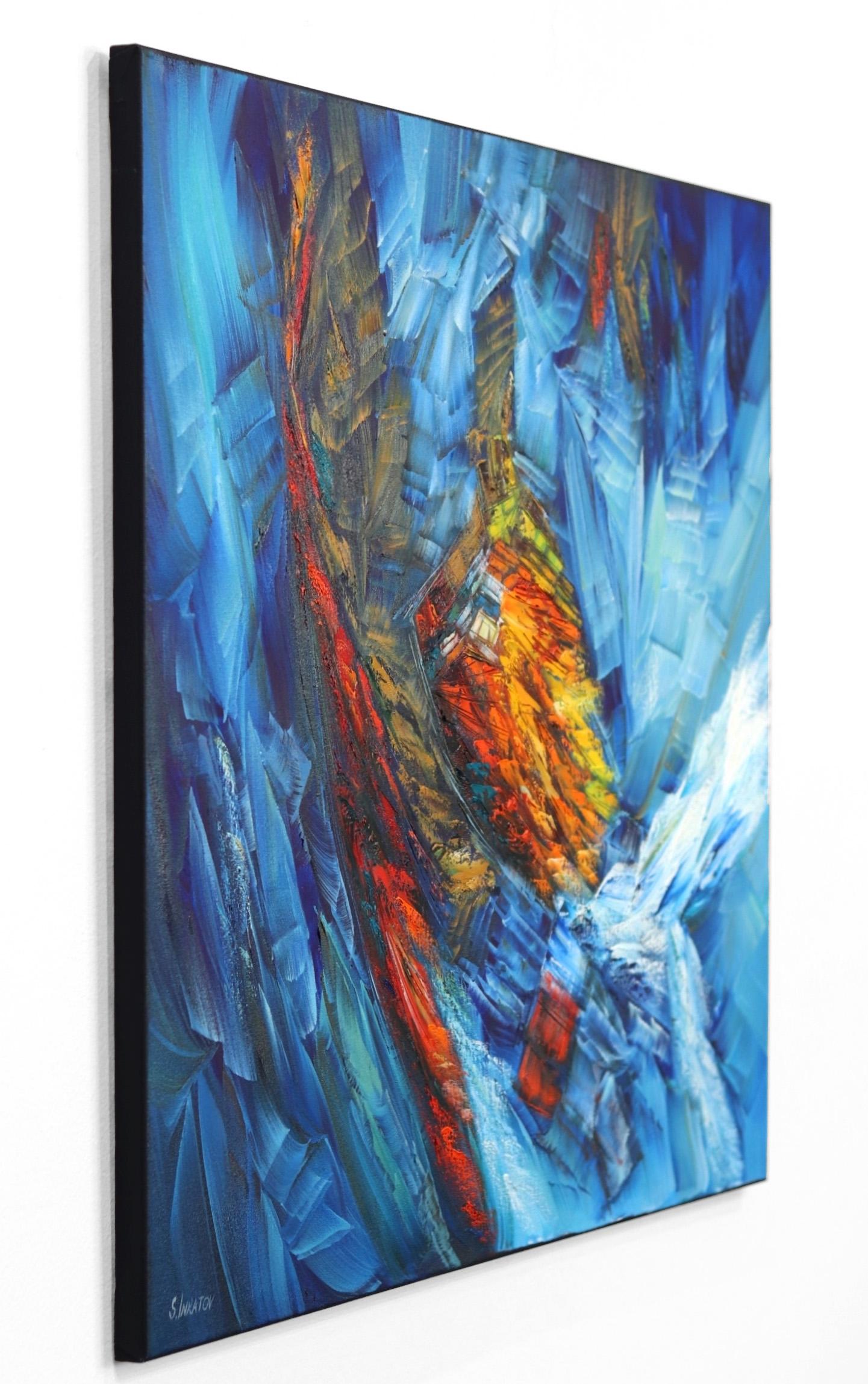Eternità blu  - Pittura ad olio originale su tela - Abstract Painting Blu di Sergei Inkatov
