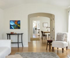 Blue Reflection - Colorful Textured Original Oil Painting