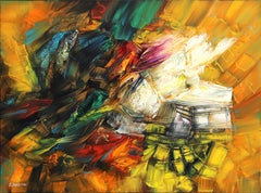 Septiembre dorado - Pintura al óleo original de textura colorida