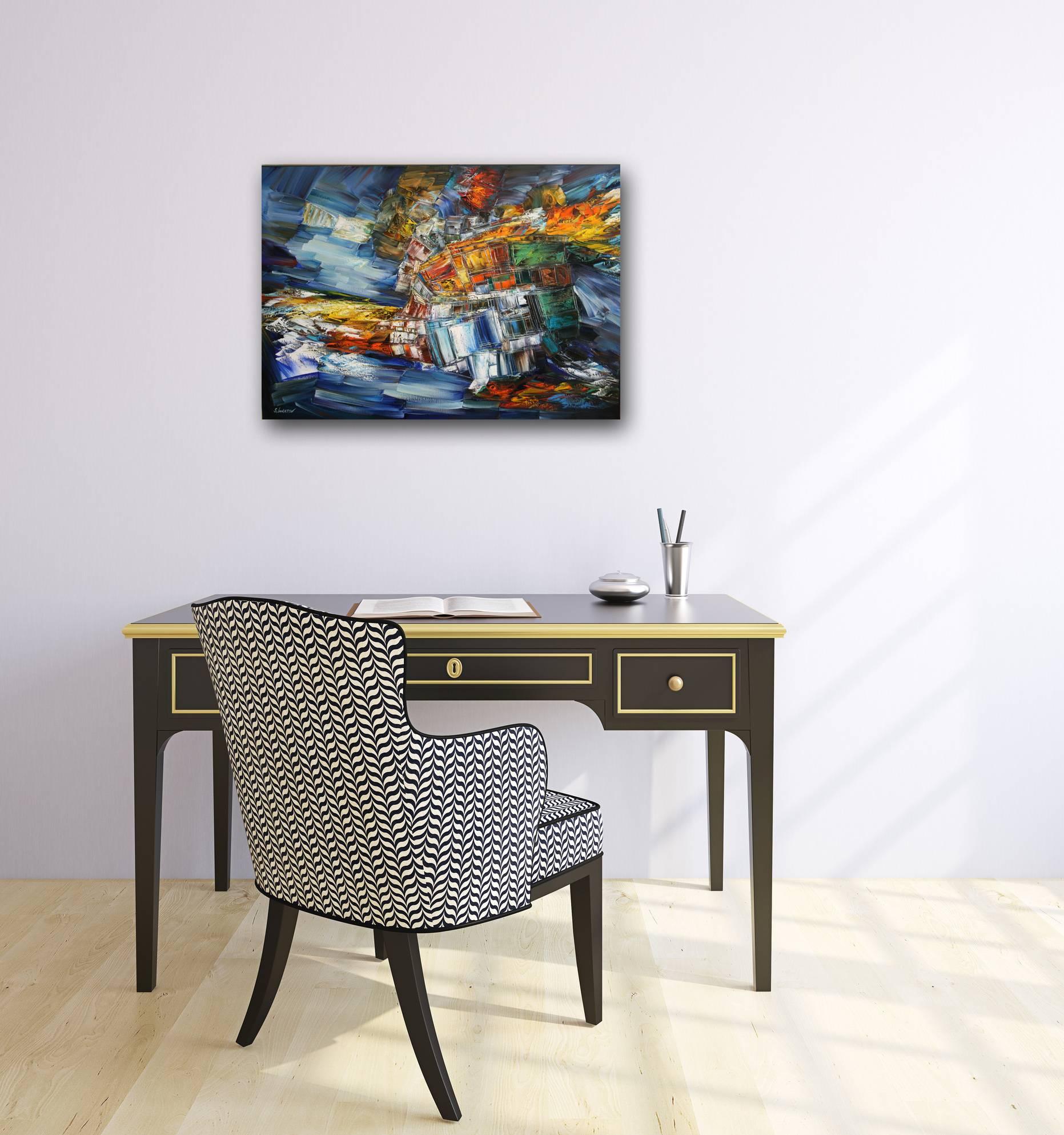 Homecoming - Pittura ad olio colorata di espressionismo astratto su tela - Painting di Sergei Inkatov