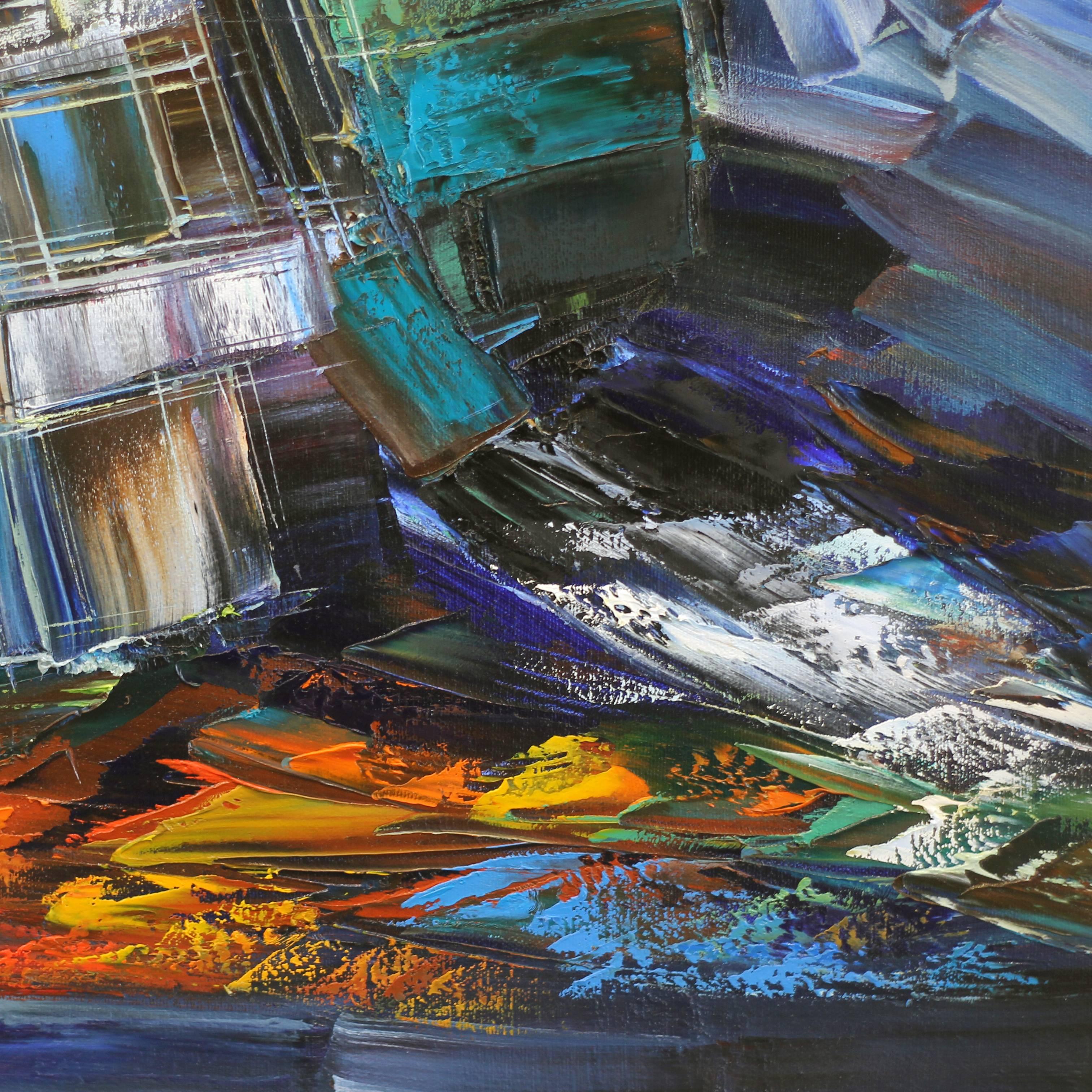 Homecoming - Pittura ad olio colorata di espressionismo astratto su tela - Painting Astratto di Sergei Inkatov