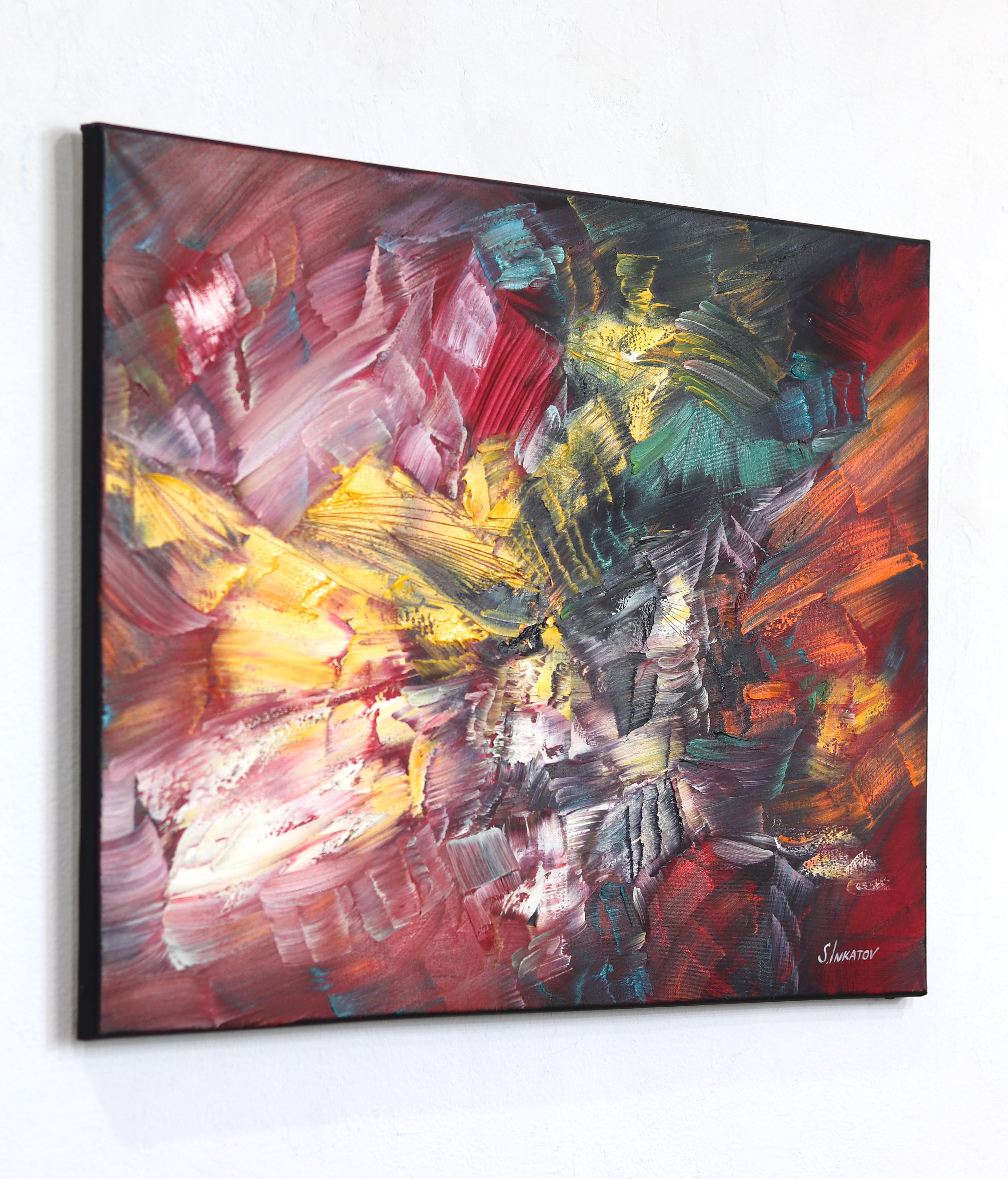 Red Triumph - Colorful Textured Original Oil Painting For Sale 1