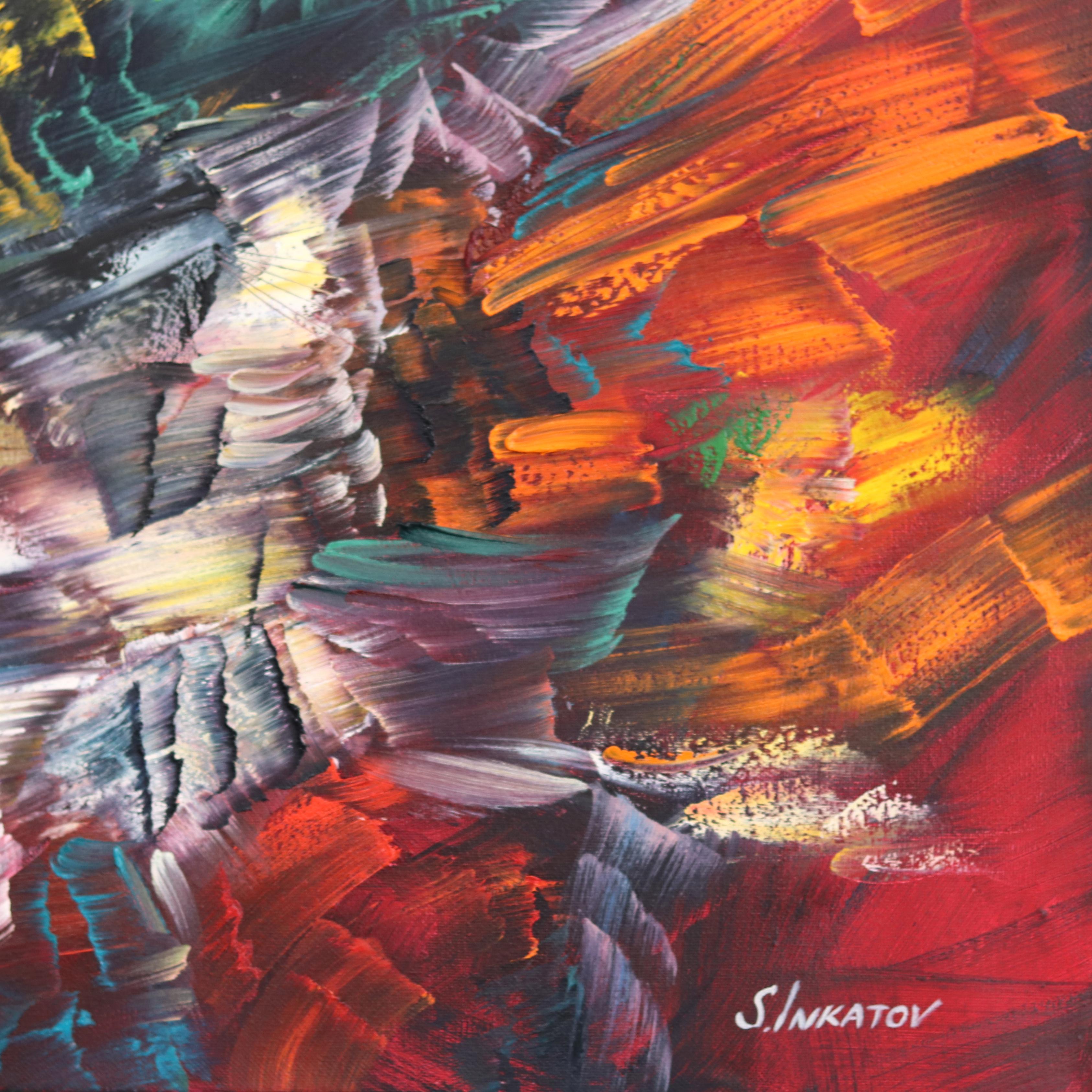 Red Triumph - Colorful Textured Original Oil Painting For Sale 4