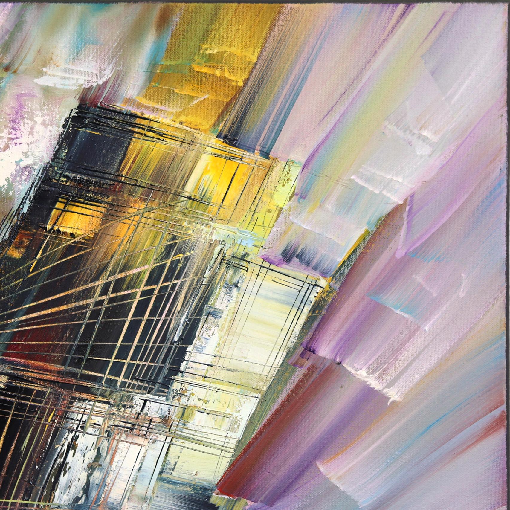 Sunshine - Pittura ad olio originale con texture colorate in vendita 2