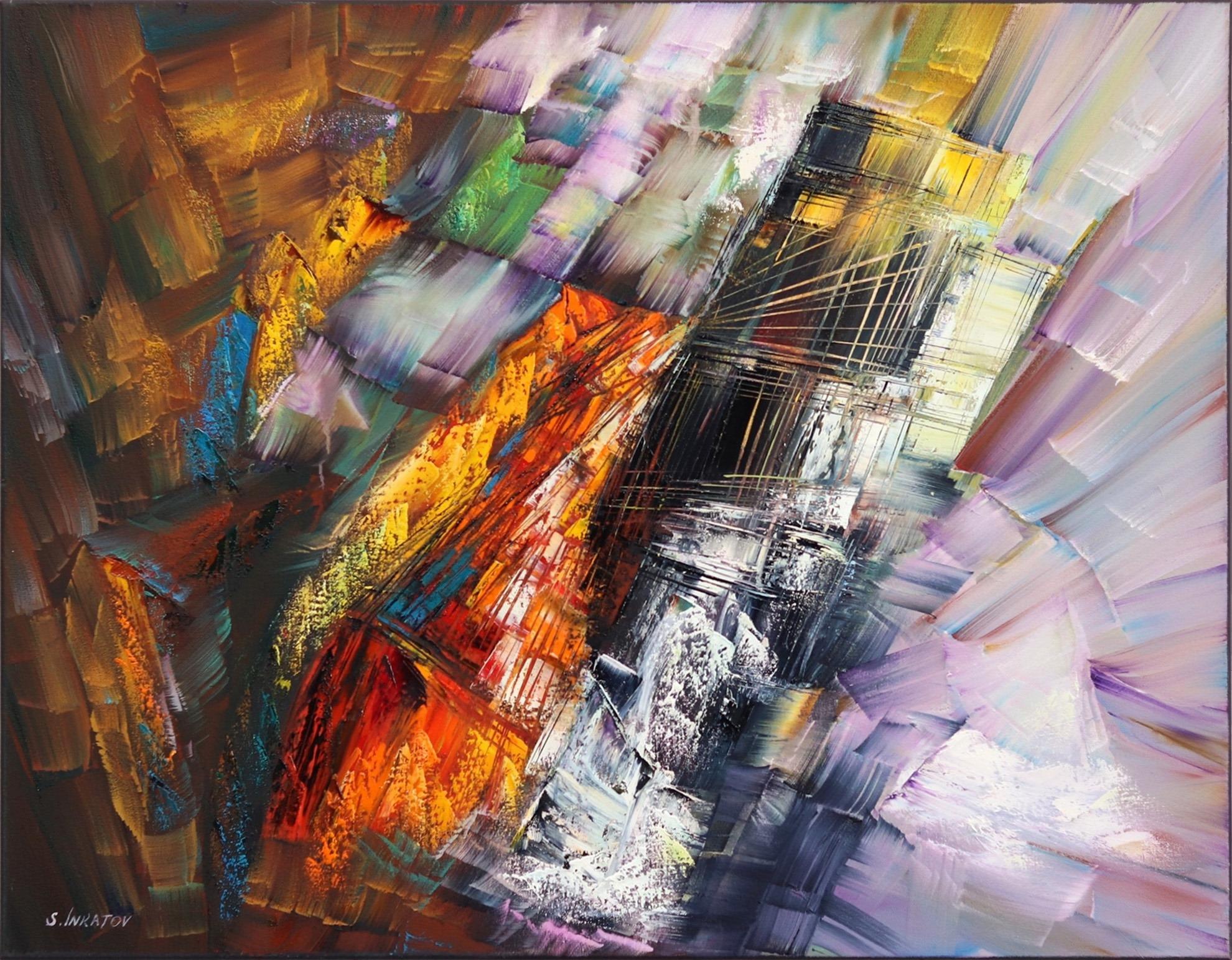 Sunshine - Pittura ad olio originale con texture colorate - Art di Sergei Inkatov