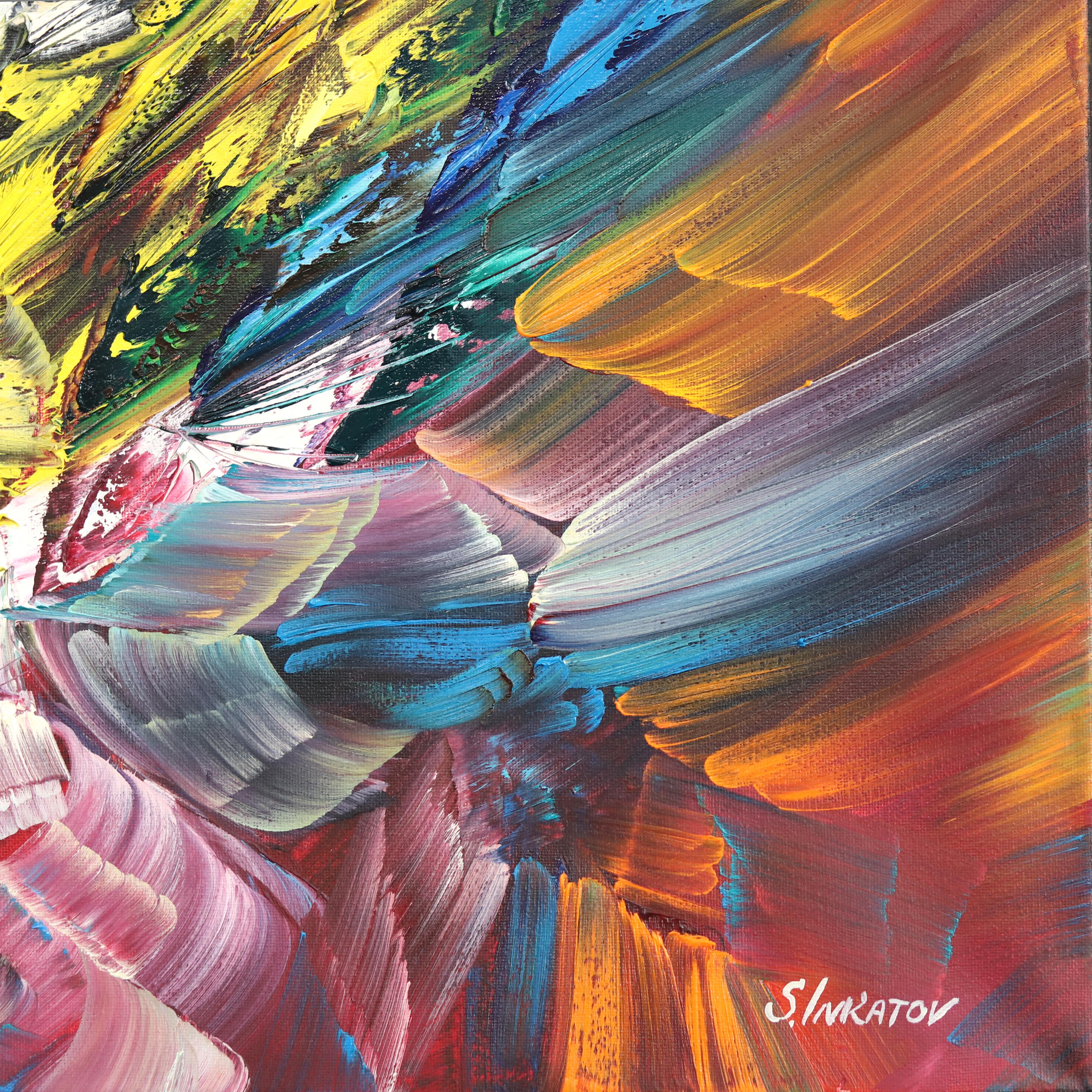 Verso il sogno - Pittura ad olio originale astratta e colorata in vendita 4