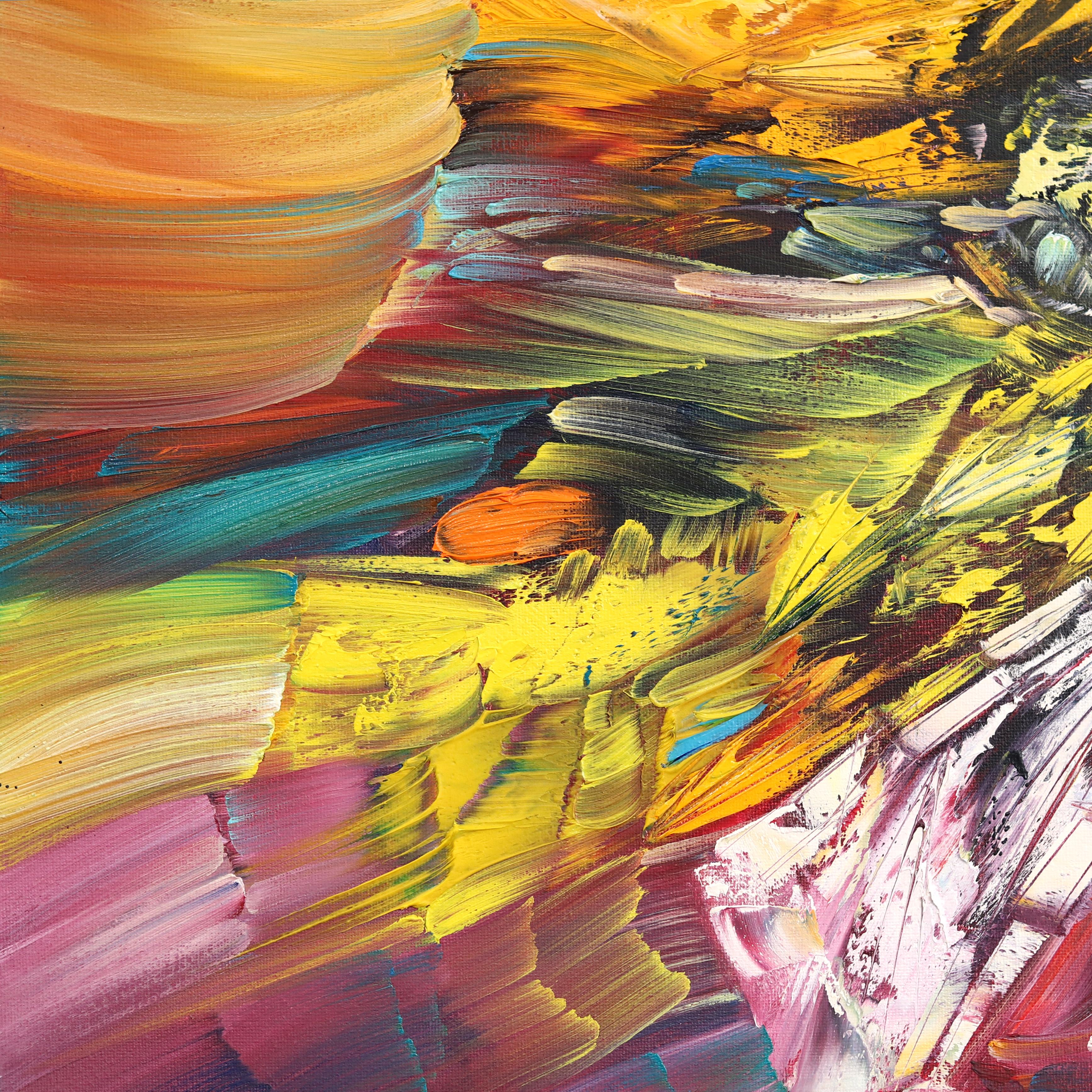 Verso il sogno - Pittura ad olio originale astratta e colorata in vendita 5