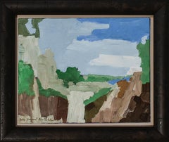 Waterfall (Oil Painting on Canvas Landscape of Cliffs)