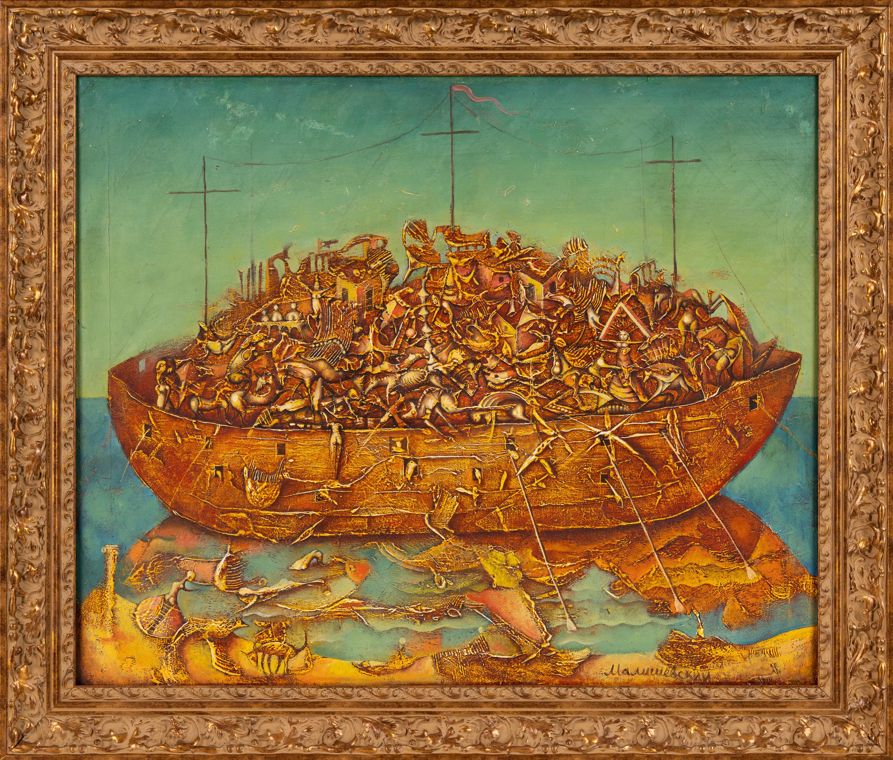 El arca de Noé. Por Sergej Malishevsky. 2004. Óleo sobre lienzo. 70/85 cm