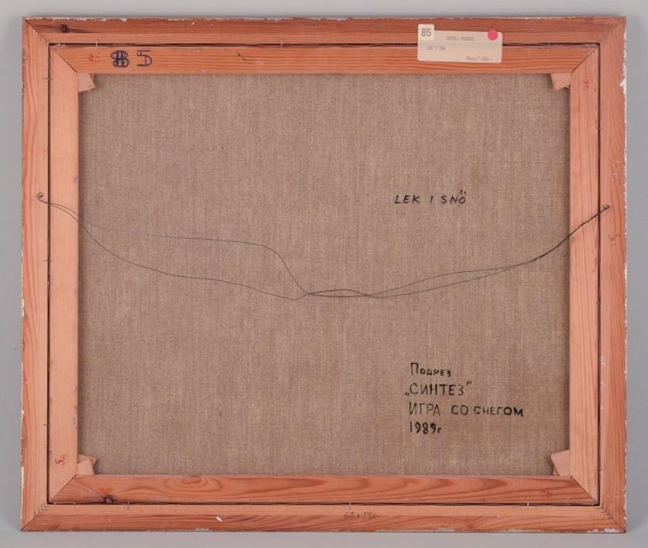 Sergej Podrez. Abstrakte Komposition. 'Play in the Snow'. Öl auf Leinwand. im Angebot 1