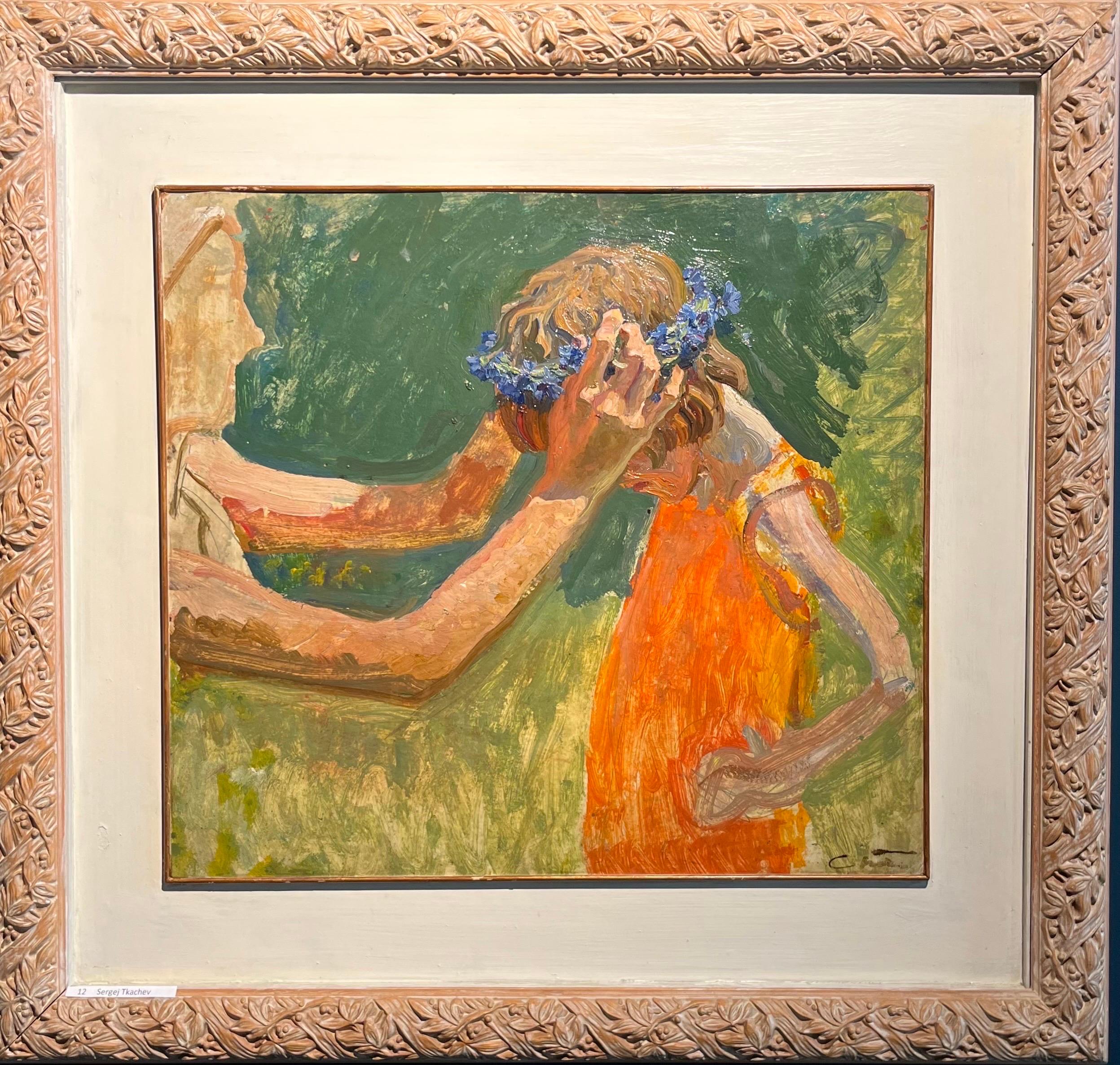 Figurative Painting di Sergej Tkachev - Studio per l'opera "Terra natia" Olio cm. 44 x 49
