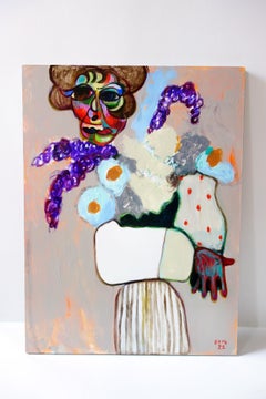 A vase of flowers in the hands of a high society lady 1 . Portrait Painting