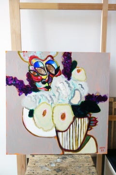 A vase of flowers in the hands of a high society lady 2 . Portrait Painting