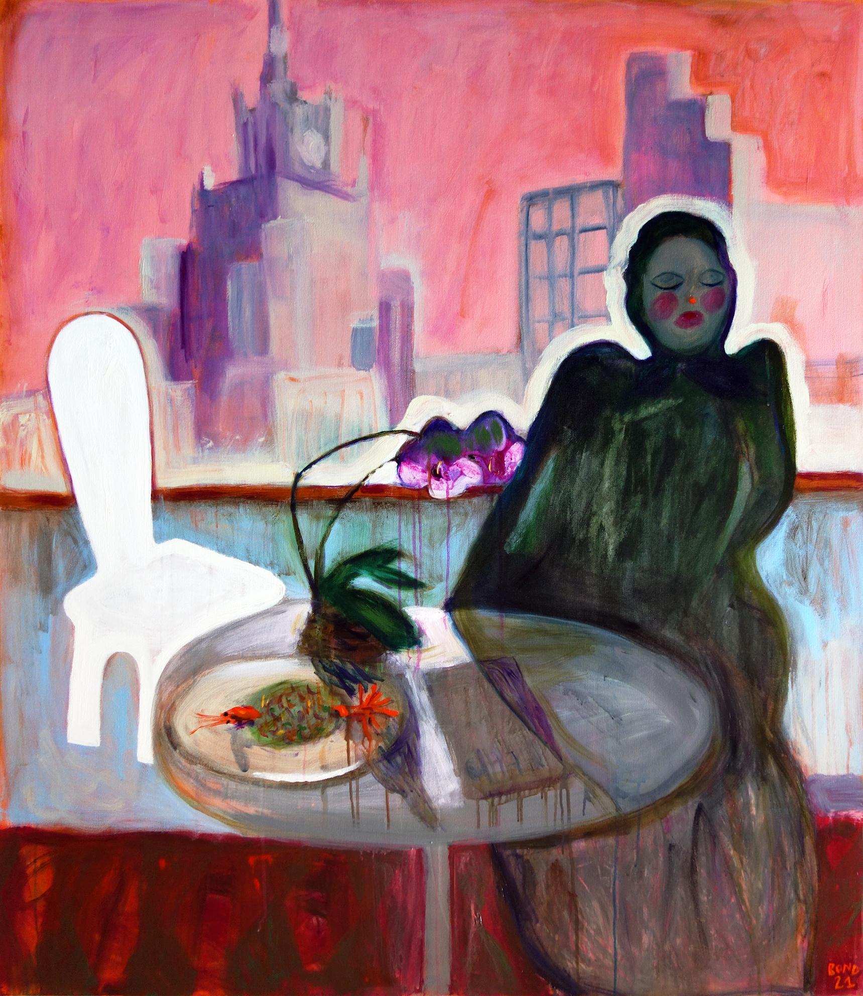 Breakfast . Painting Decorative Abstract Nude Colorful Modern Interior Lady Home