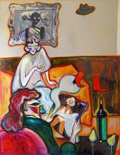 Cafe of Dancing Lights . Acrylic on Canvas Color Red Orange Modern 2020 Bondarev