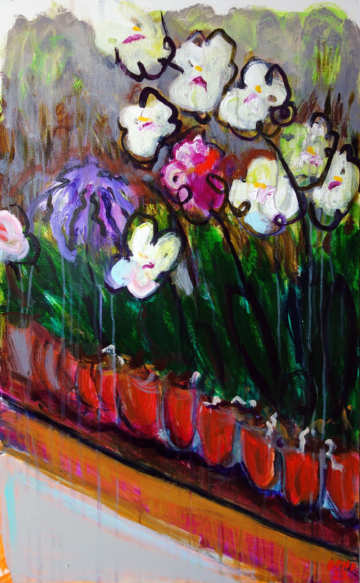 In the Orchid Greenhouse. Acrylic Canvas Color Floral Contemporary Bondarev 2021 For Sale 2