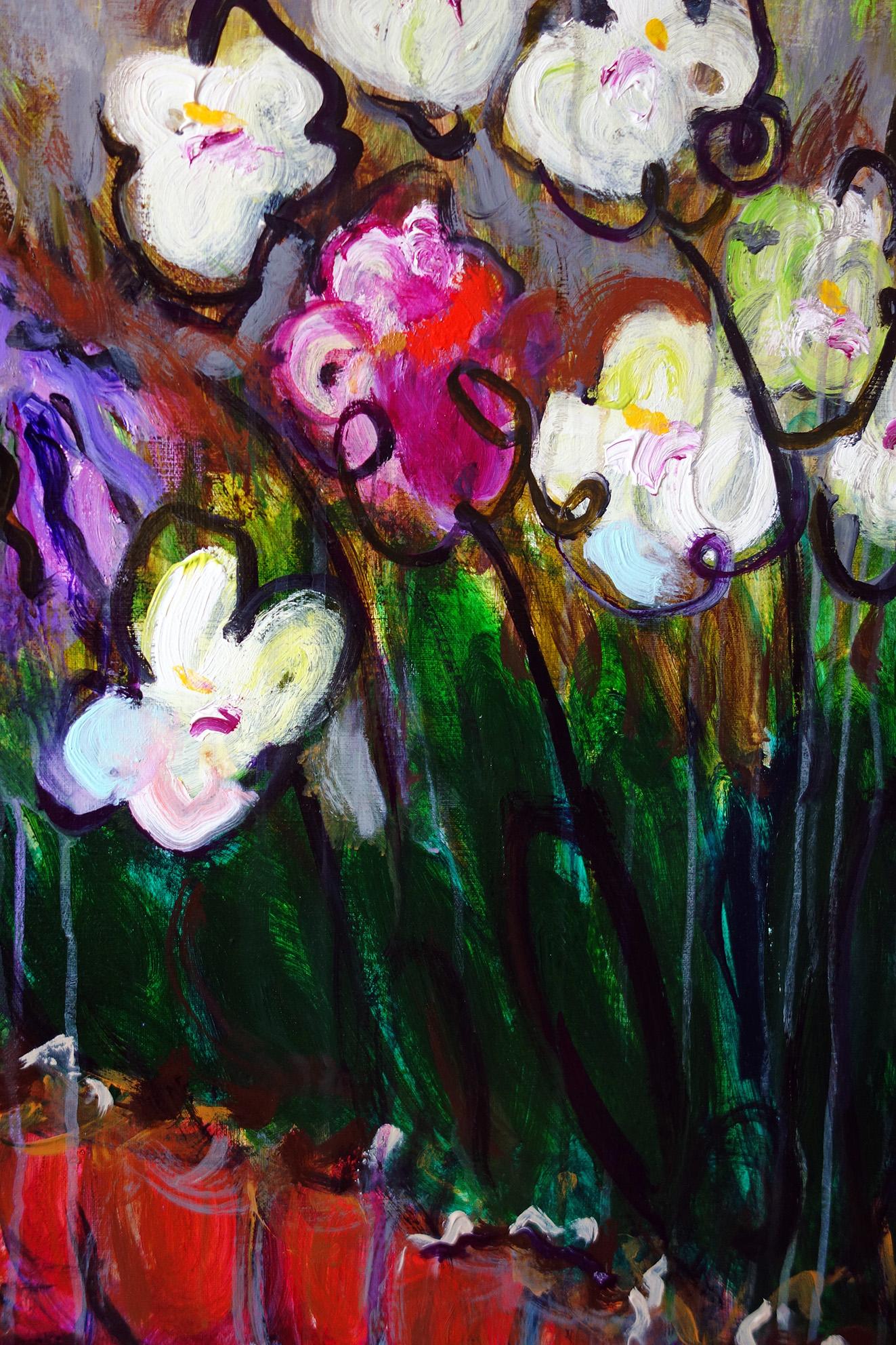 In the Orchid Greenhouse. Acrylic Canvas Color Floral Contemporary Bondarev 2021 For Sale 3