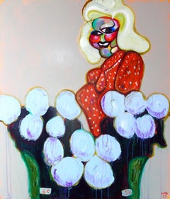 ramona is a saleswoman whose base pay Ivana flower saleswoman 1 .Portrait Painting Acrylic Colors Red Pink Purple Grey